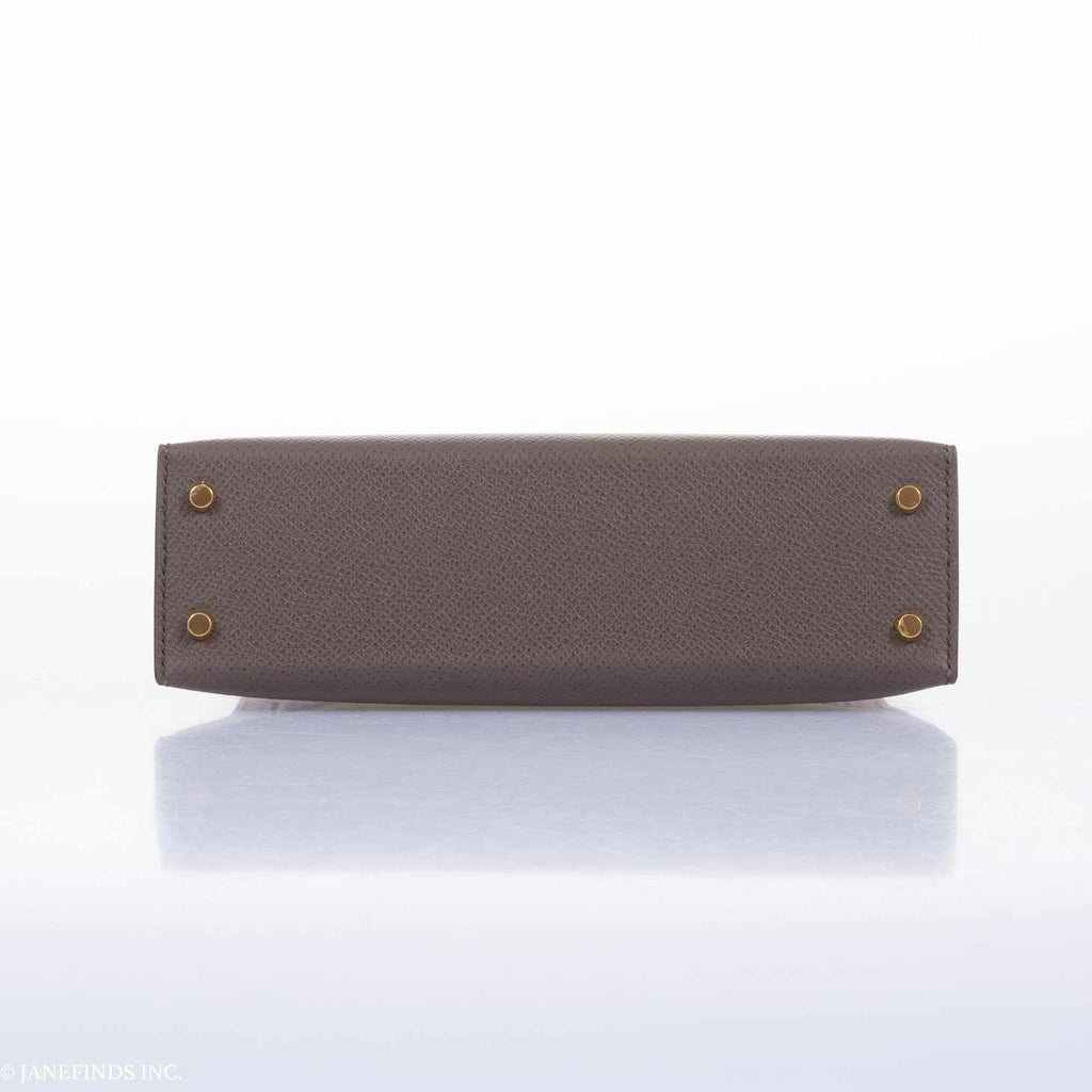 Hermès Kelly 20 Etain Epsom Gold Hardware