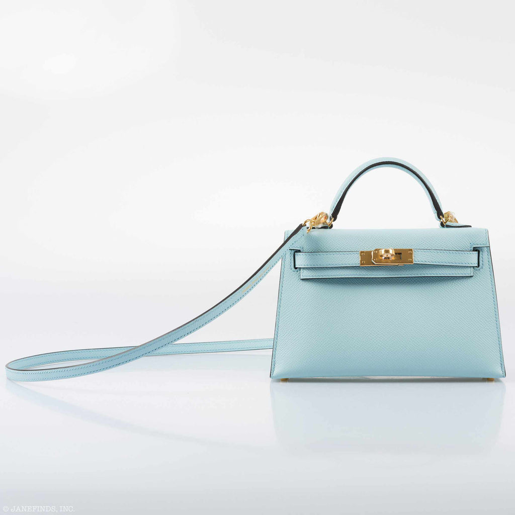 Hermès Kelly 20 Mini II Sellier Bleu Zephyr Epsom Gold Hardware