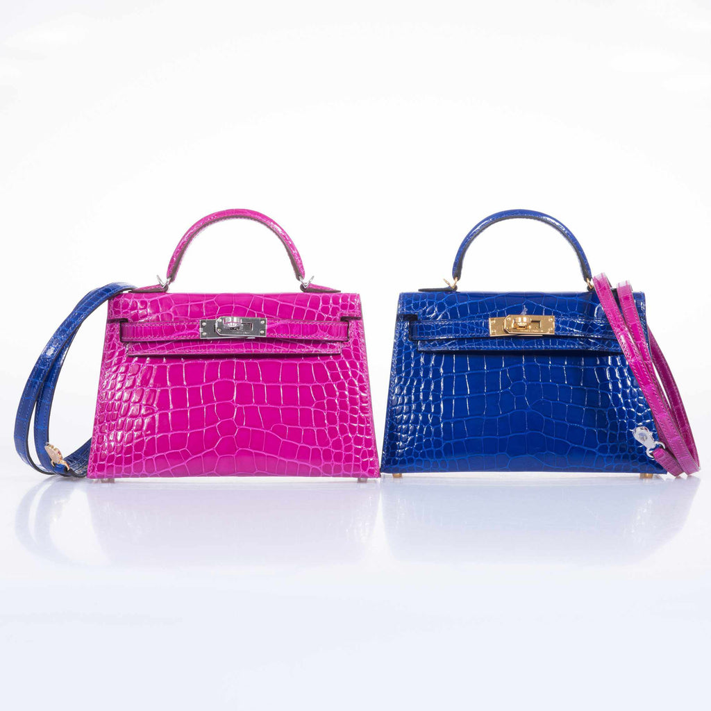 Hermès Kelly 20 Mini II Sellier Blue Electric Alligator Gold Hardware