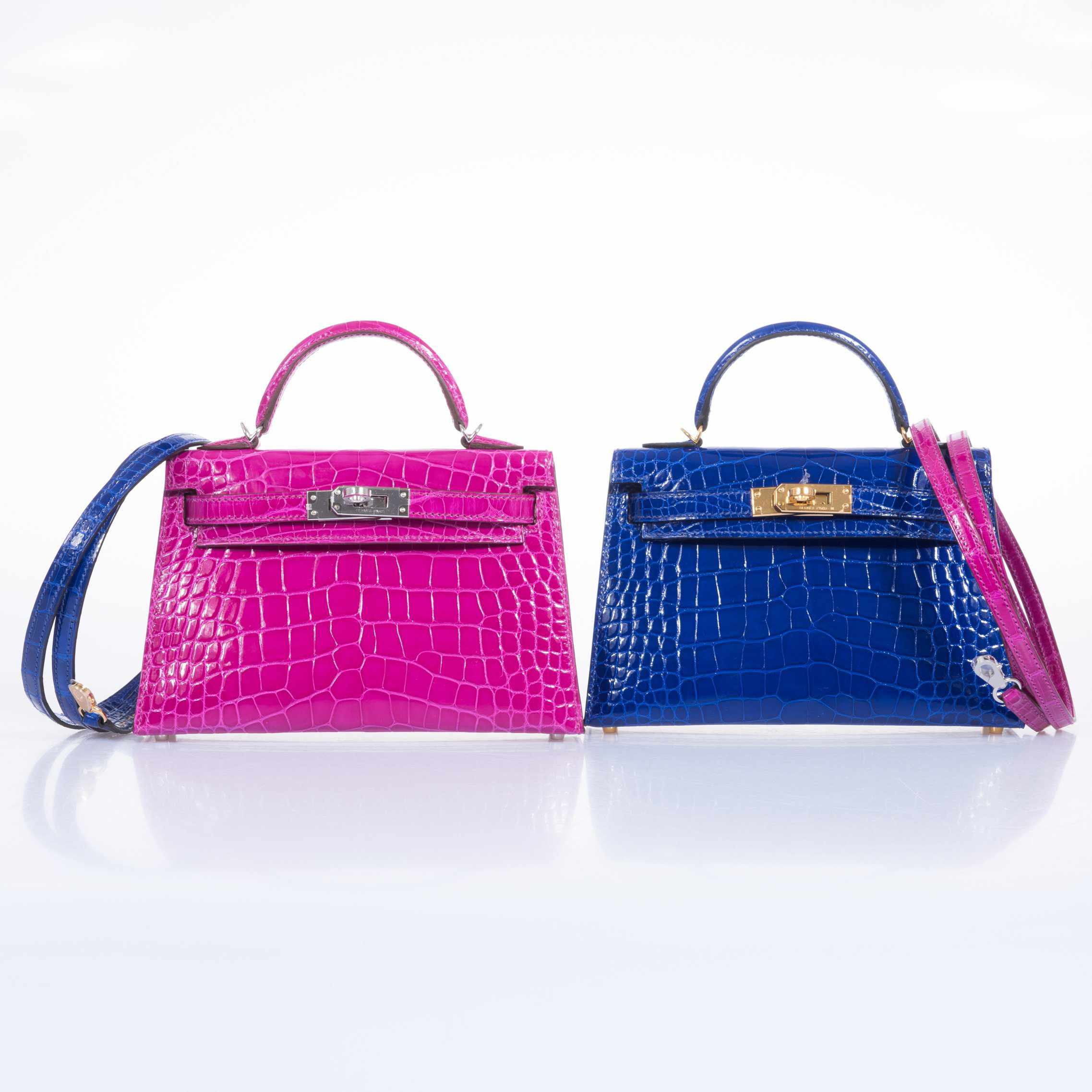 Hermès Kelly 20 Mini II Sellier Blue Electric Alligator Gold Hardware