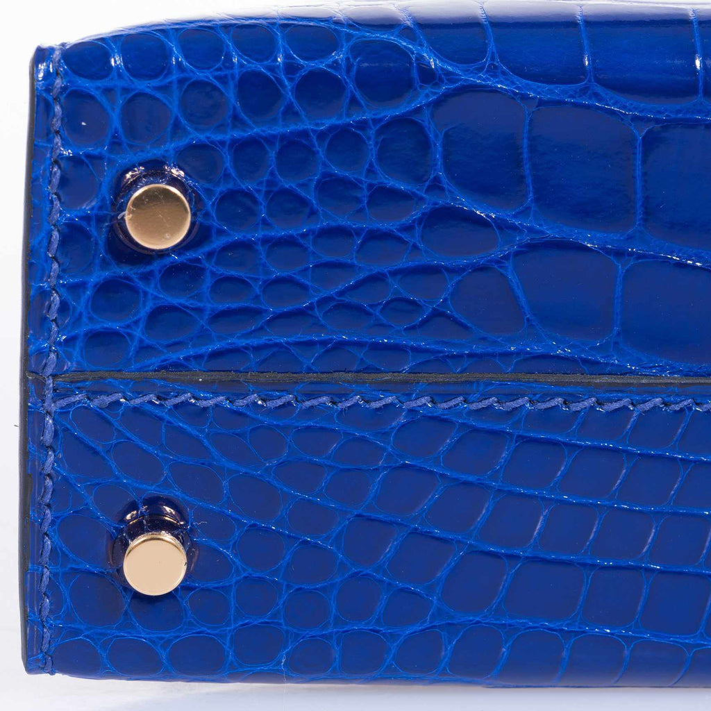 Hermès Kelly 20 Mini II Sellier Blue Electric Alligator Gold Hardware