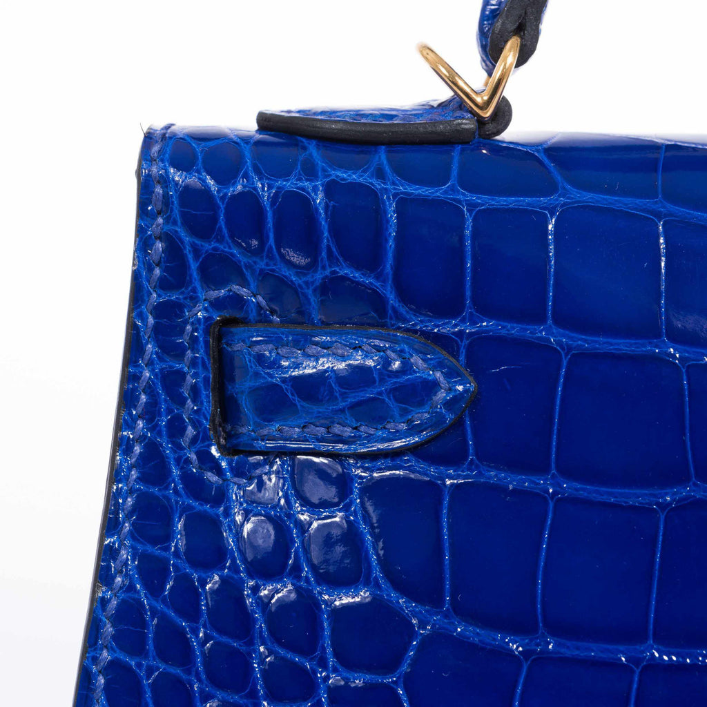 Hermès Kelly 20 Mini II Sellier Blue Electric Alligator Gold Hardware