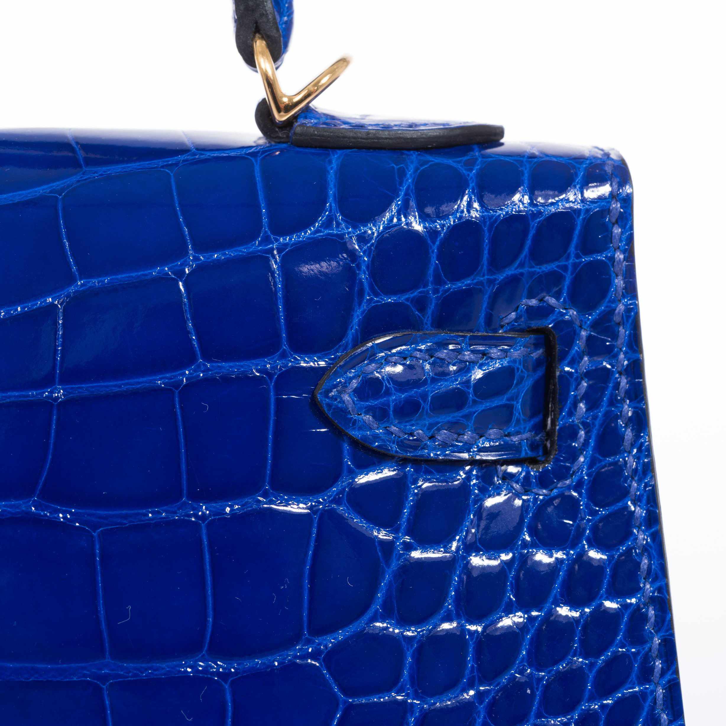 Hermès Kelly 20 Mini II Sellier Blue Electric Alligator Gold Hardware