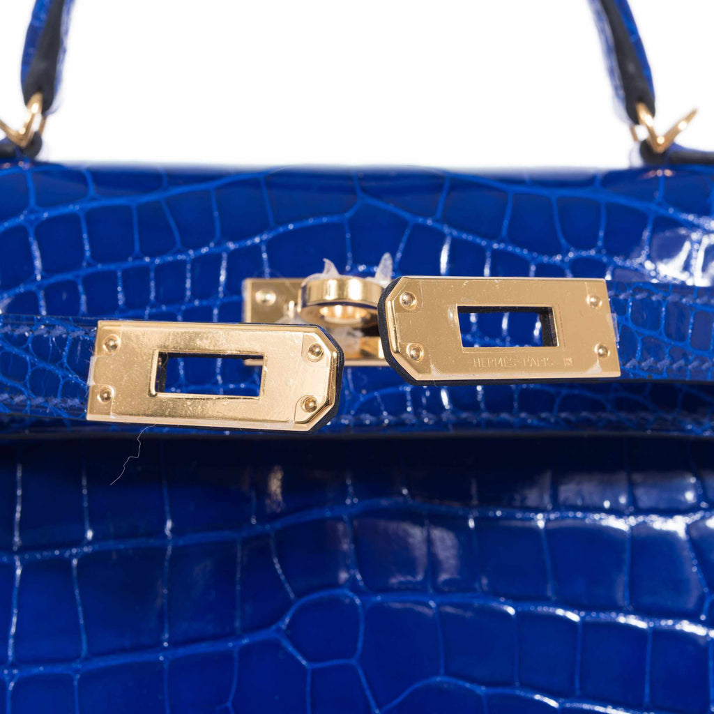 Hermès Kelly 20 Mini II Sellier Blue Electric Alligator Gold Hardware