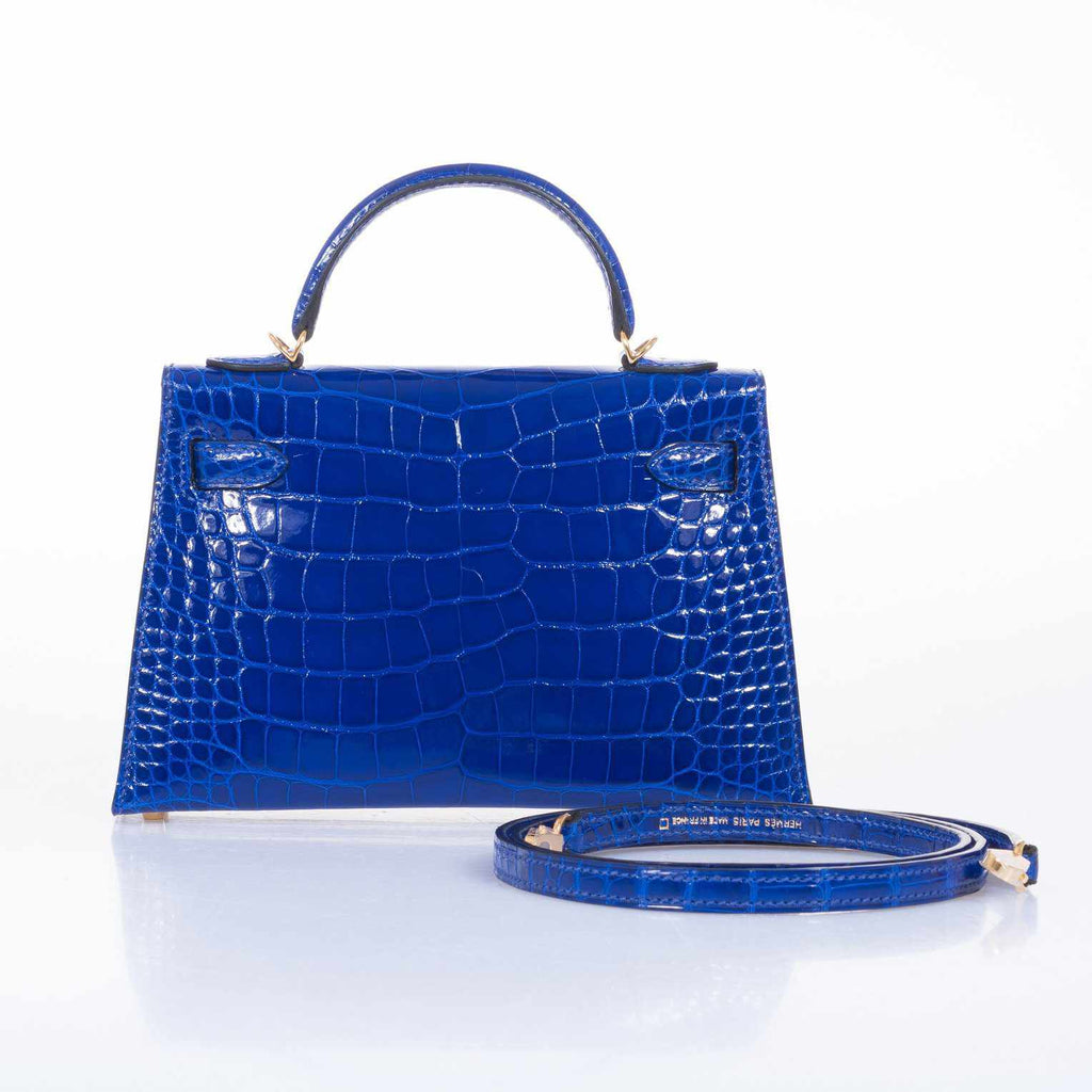Hermès Kelly 20 Mini II Sellier Blue Electric Alligator Gold Hardware