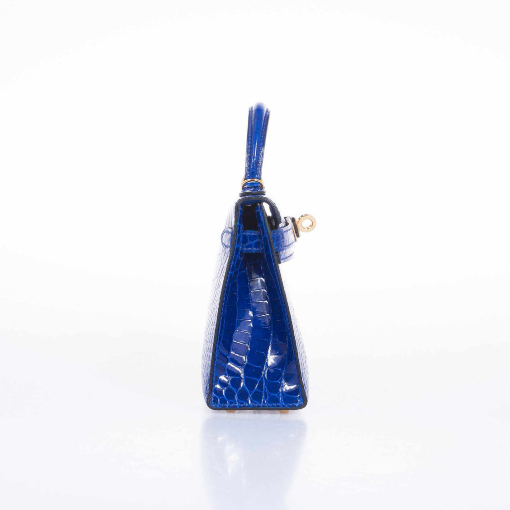 Hermès Kelly 20 Mini II Sellier Blue Electric Alligator Gold Hardware