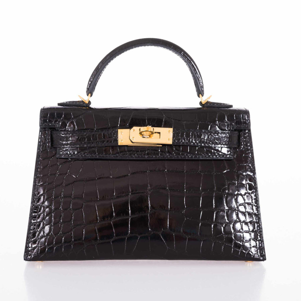 Hermès Kelly 20 Mini Sellier Black Alligator Gold Hardware