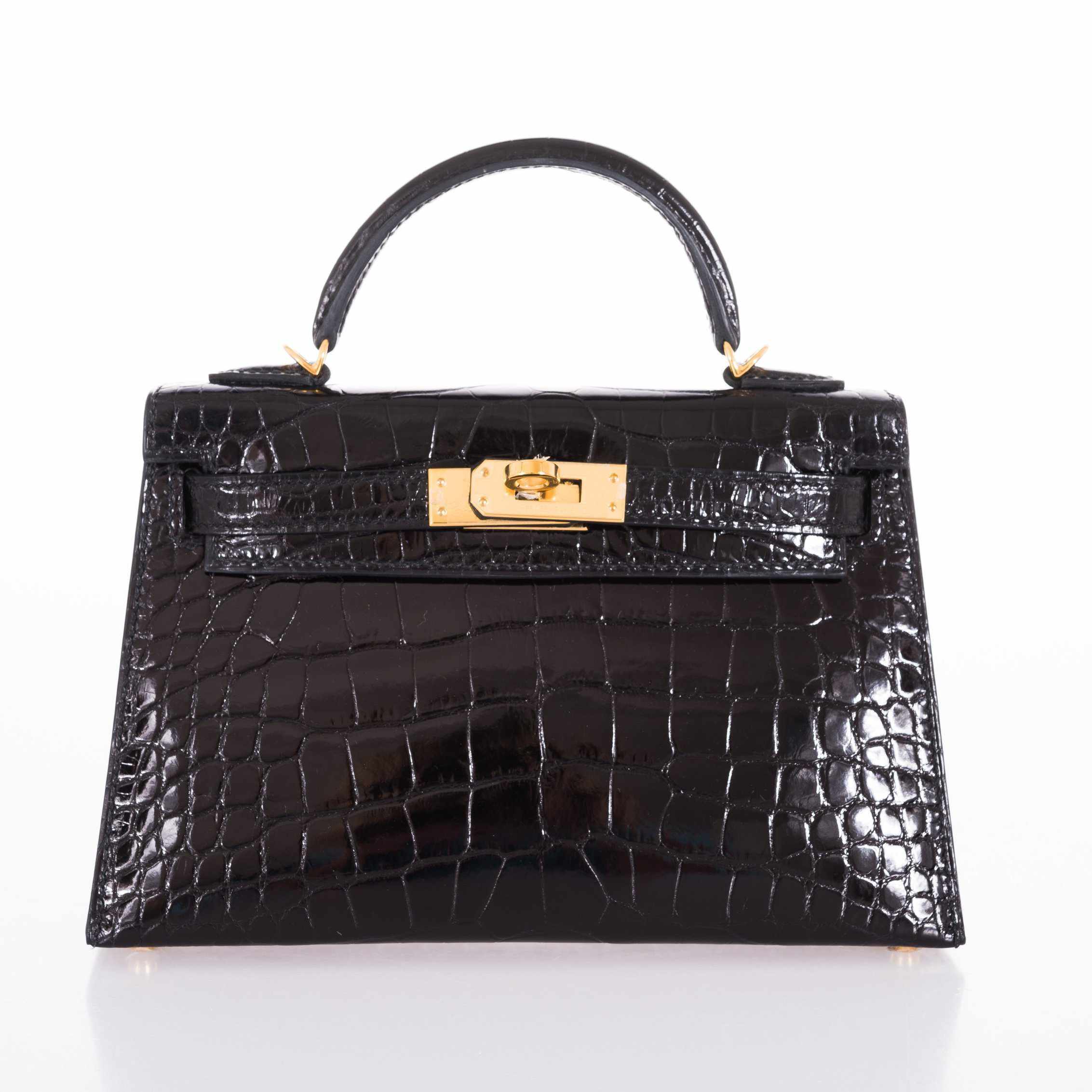 Hermès Kelly 20 Mini Sellier Black Alligator Gold Hardware
