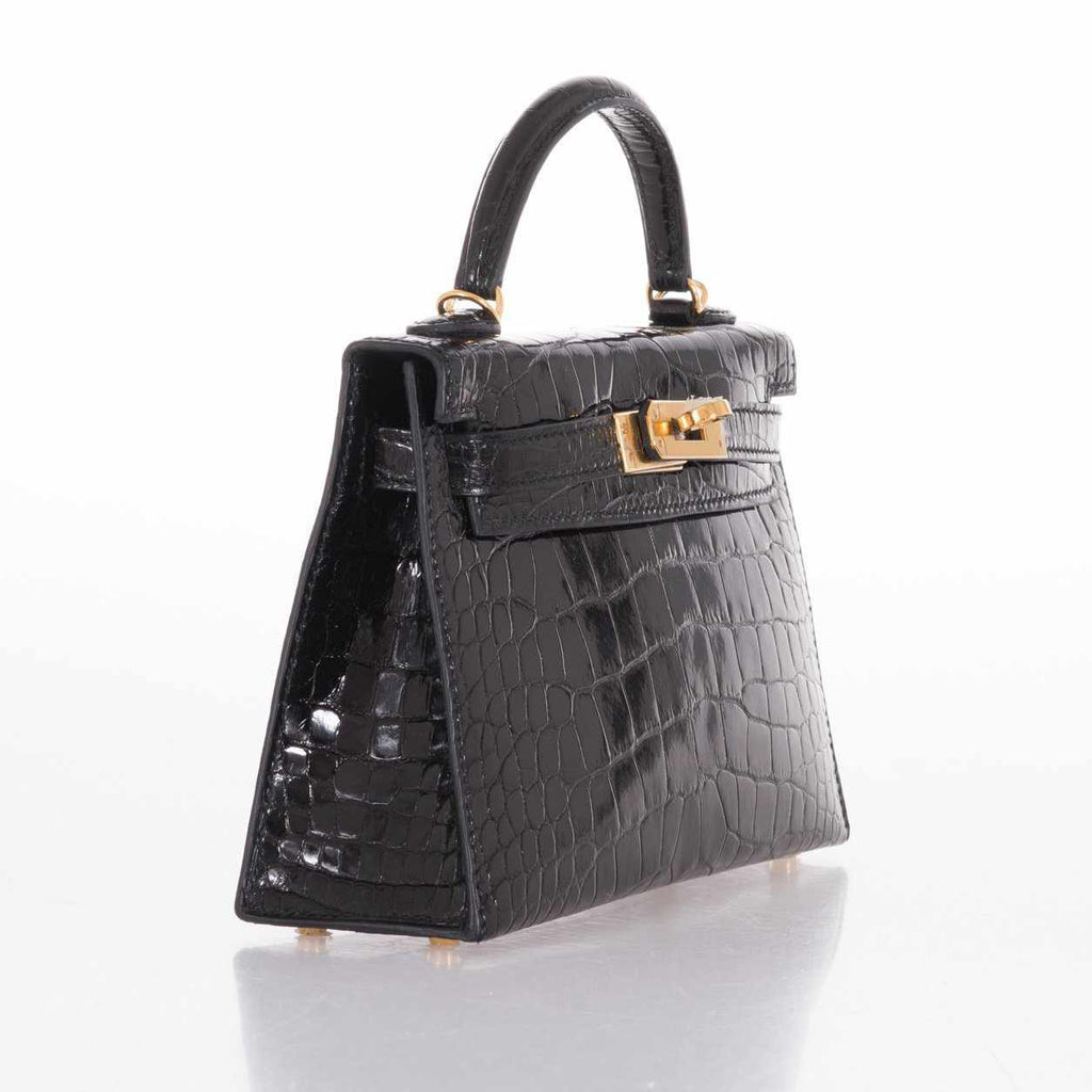 Hermès Kelly 20 Mini Sellier Black Alligator Gold Hardware