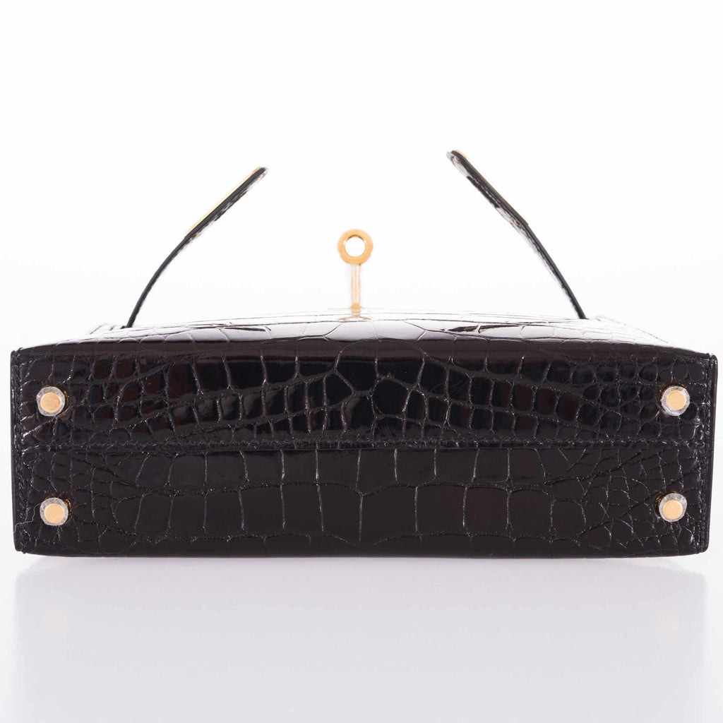 Hermès Kelly 20 Mini Sellier Black Alligator Gold Hardware