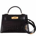 Hermès Kelly 20 Mini Sellier Black Alligator Gold Hardware