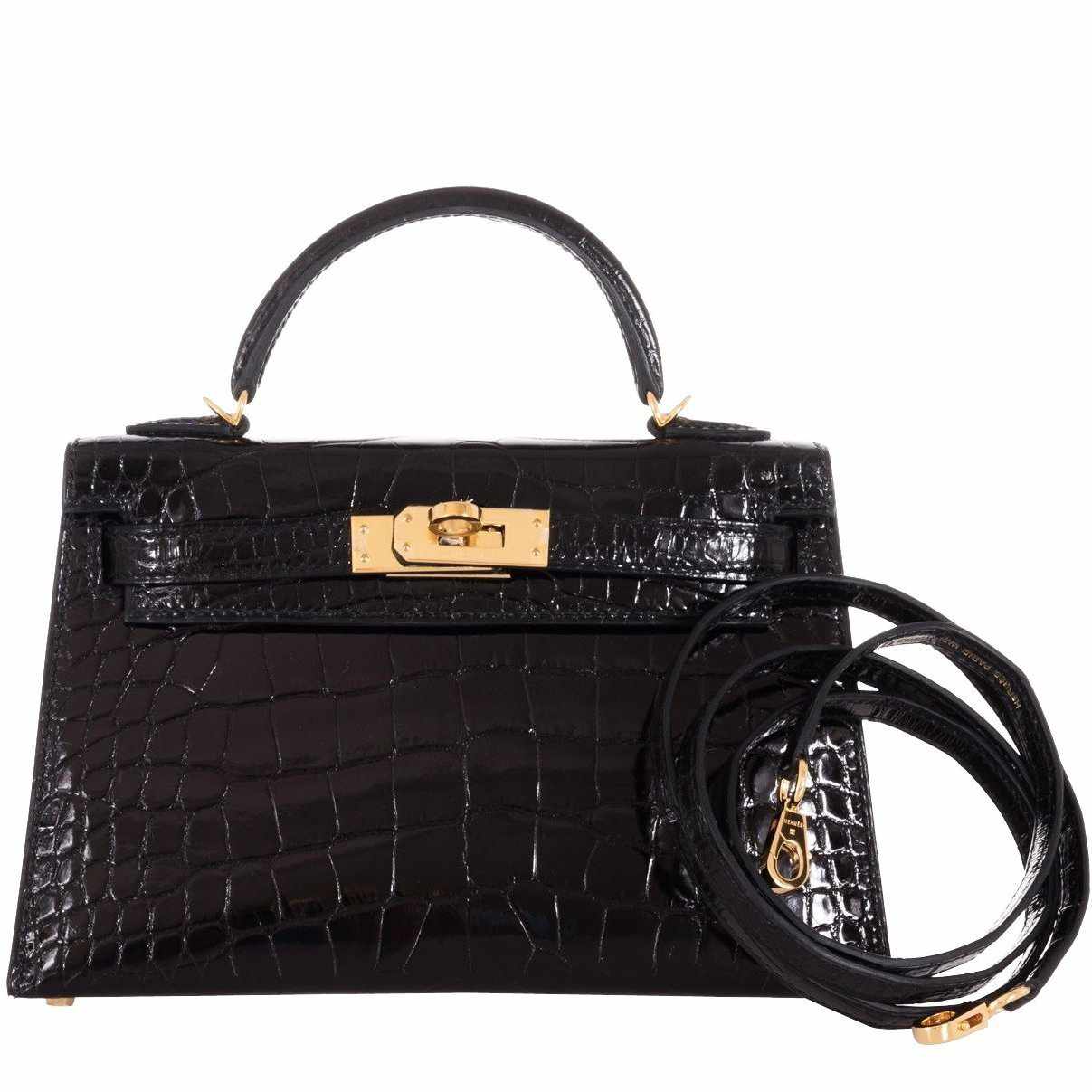 Hermès Kelly 20 Mini Sellier Black Alligator Gold Hardware