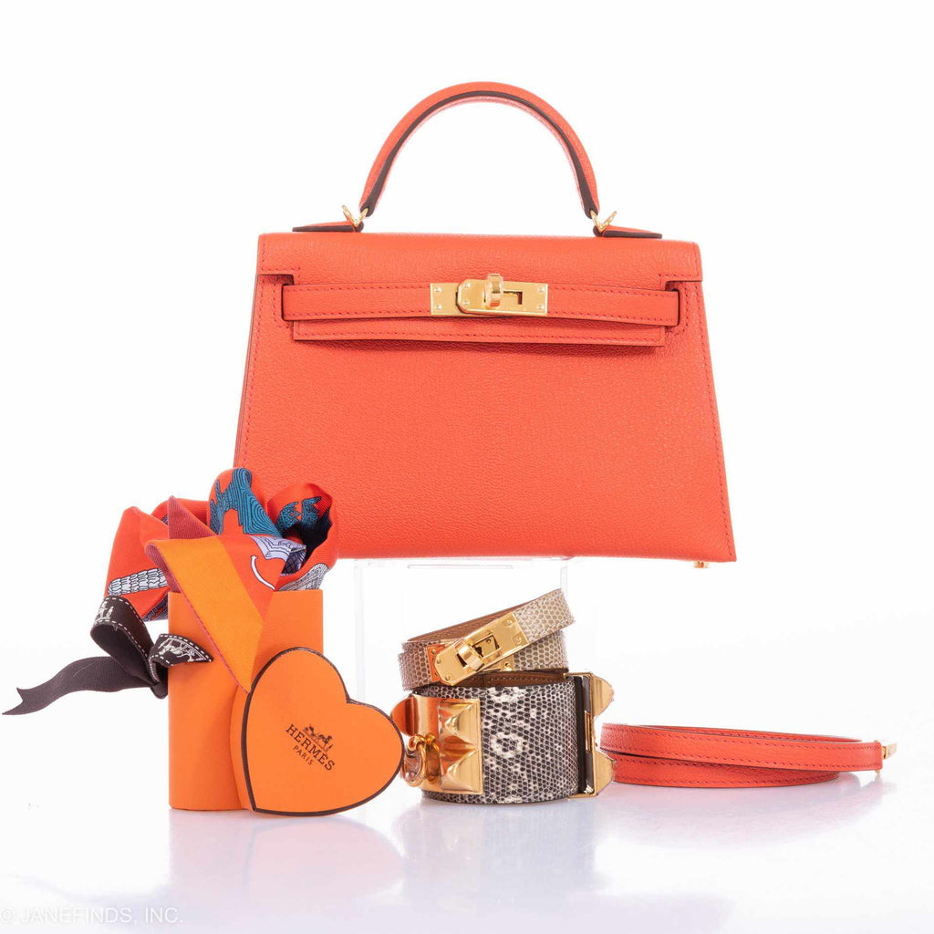 Hermès Kelly 20 Poppy Orange Chevre Gold Hardware