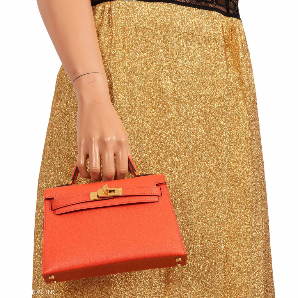 Hermès Kelly 20 Poppy Orange Chevre Gold Hardware
