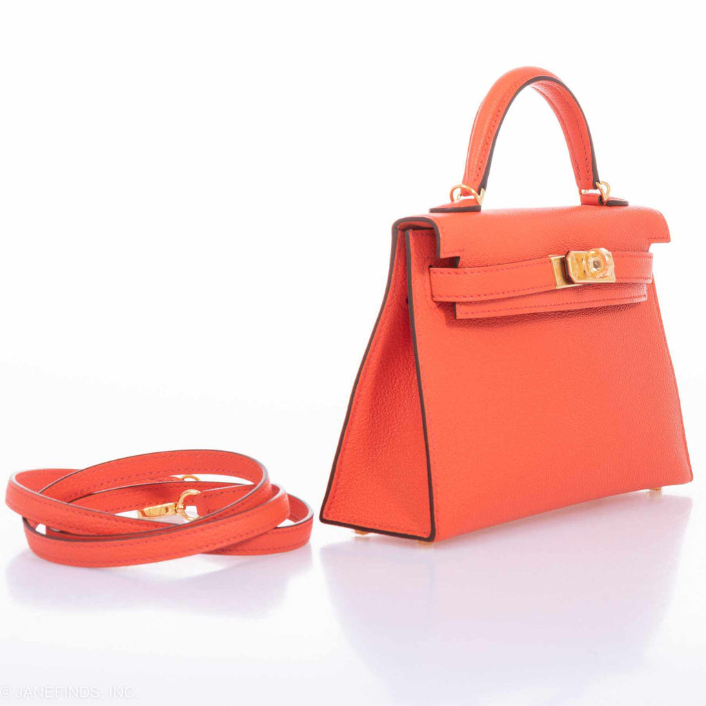 Hermès Kelly 20 Poppy Orange Chevre Gold Hardware