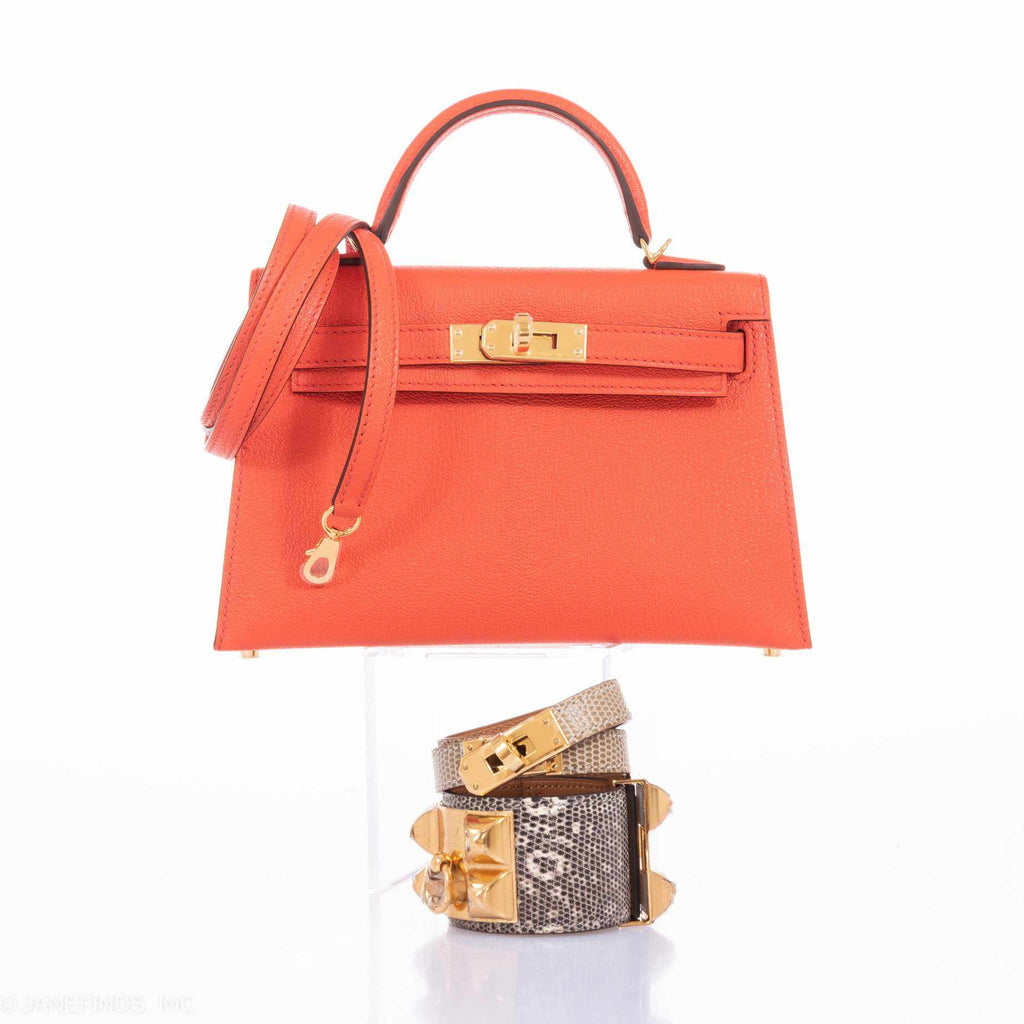 Hermès Kelly 20 Poppy Orange Chevre Gold Hardware