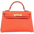 Hermès Kelly 20 Poppy Orange Chevre Gold Hardware