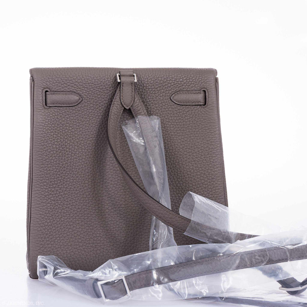 Hermès Kelly 22 Ado Backpack Etain Clemence Palladium Hardware