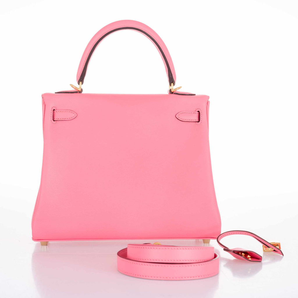 Hermès Kelly 25 Rose Azalee Swift Gold Hardware