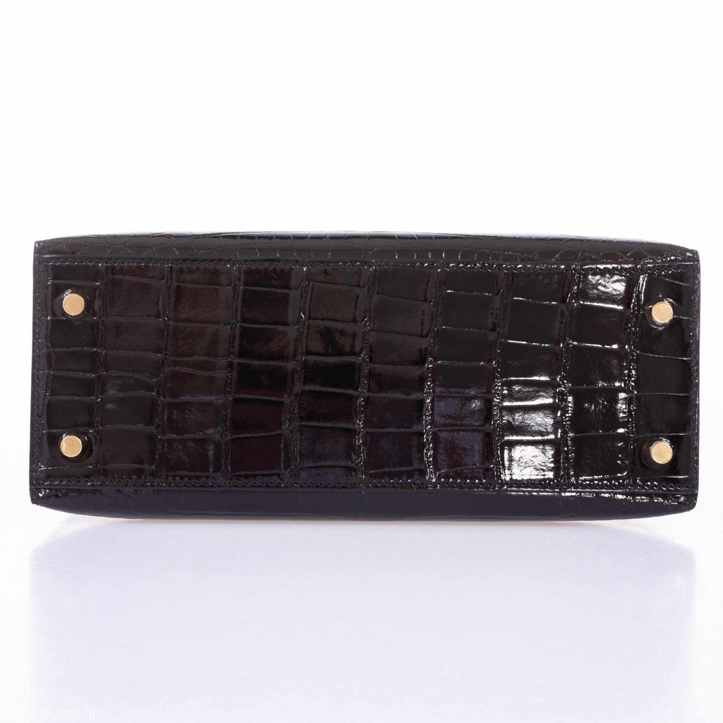 Hermès Kelly 25 Sellier Black Alligator Gold Hardware - Very Special