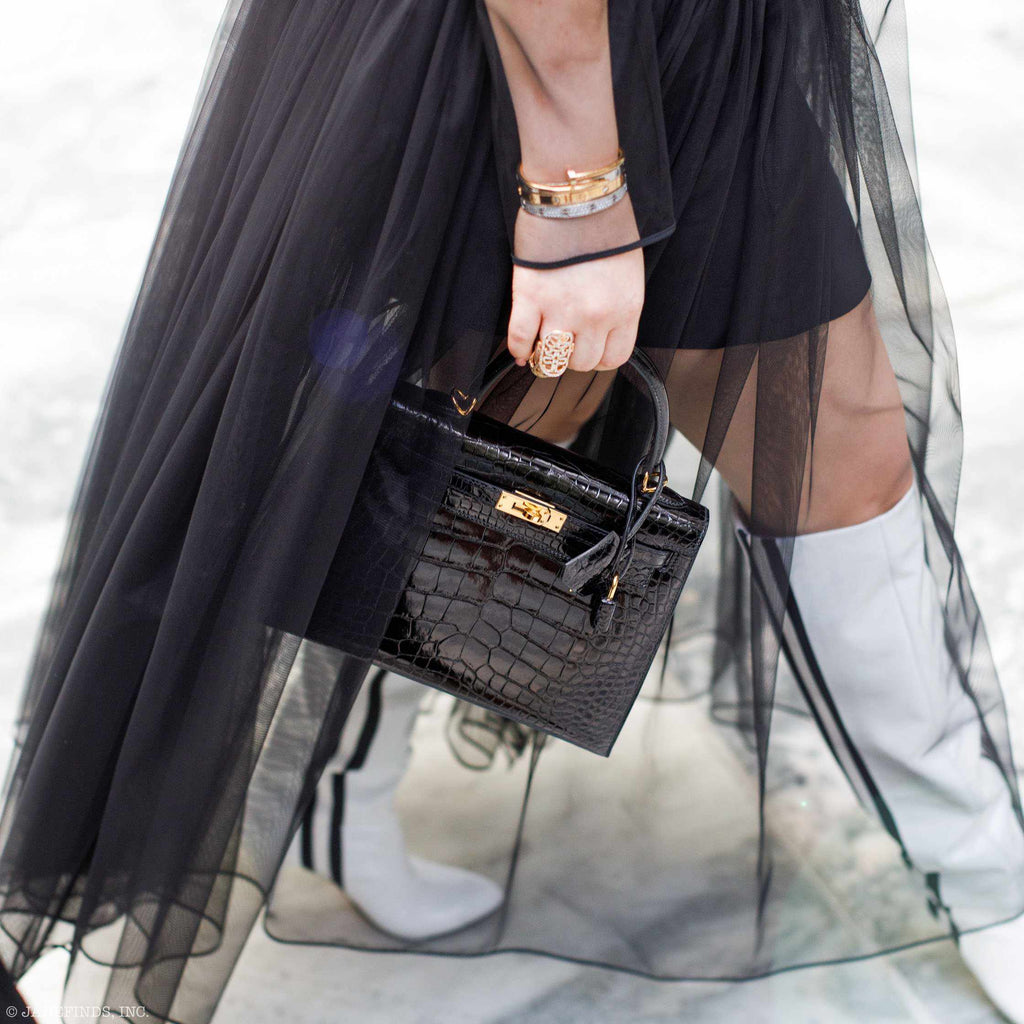 Hermès Kelly 25 Sellier Black Alligator Gold Hardware - Very Special