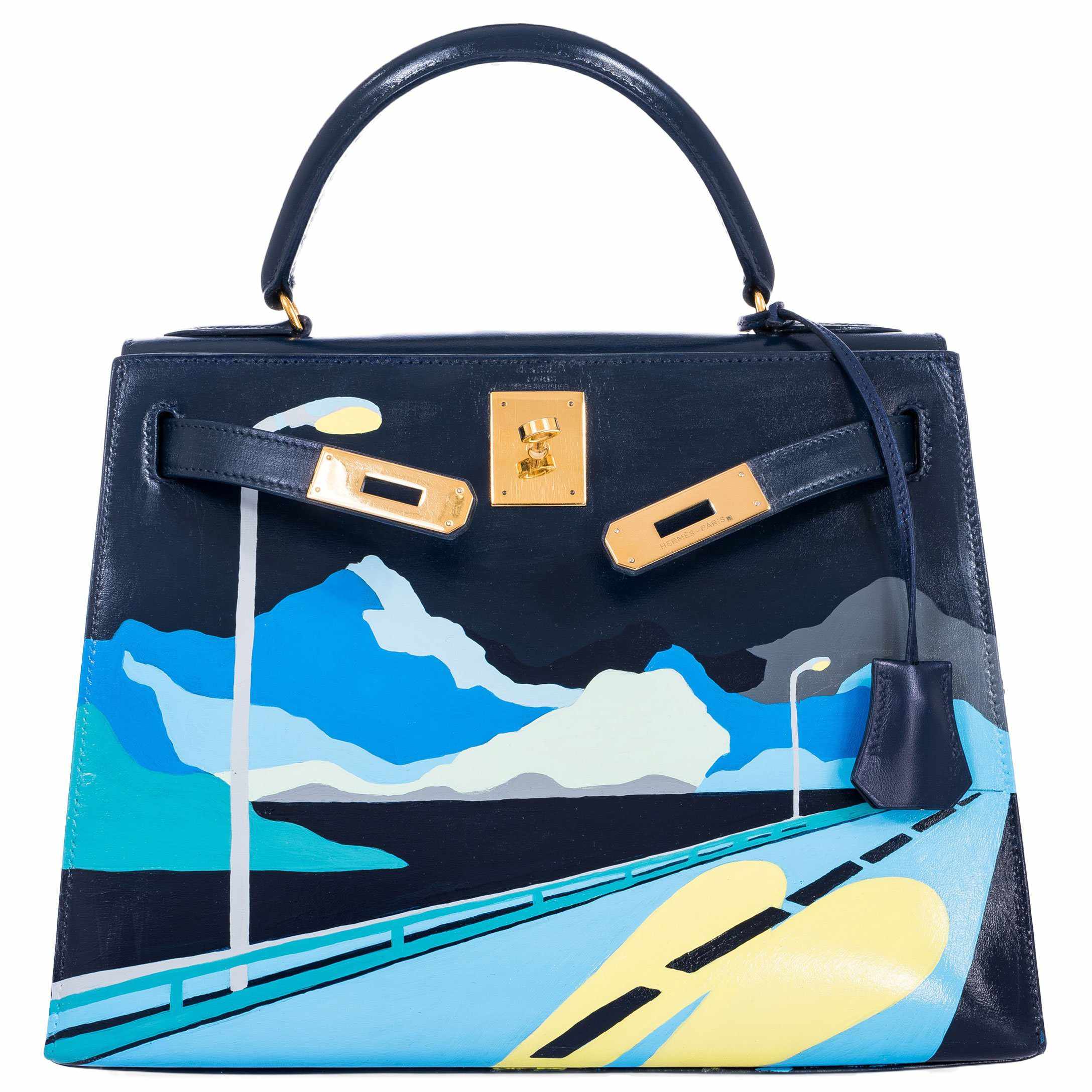 Hermès Kelly 28 Navy Box Gold Hardware “Endless Road”