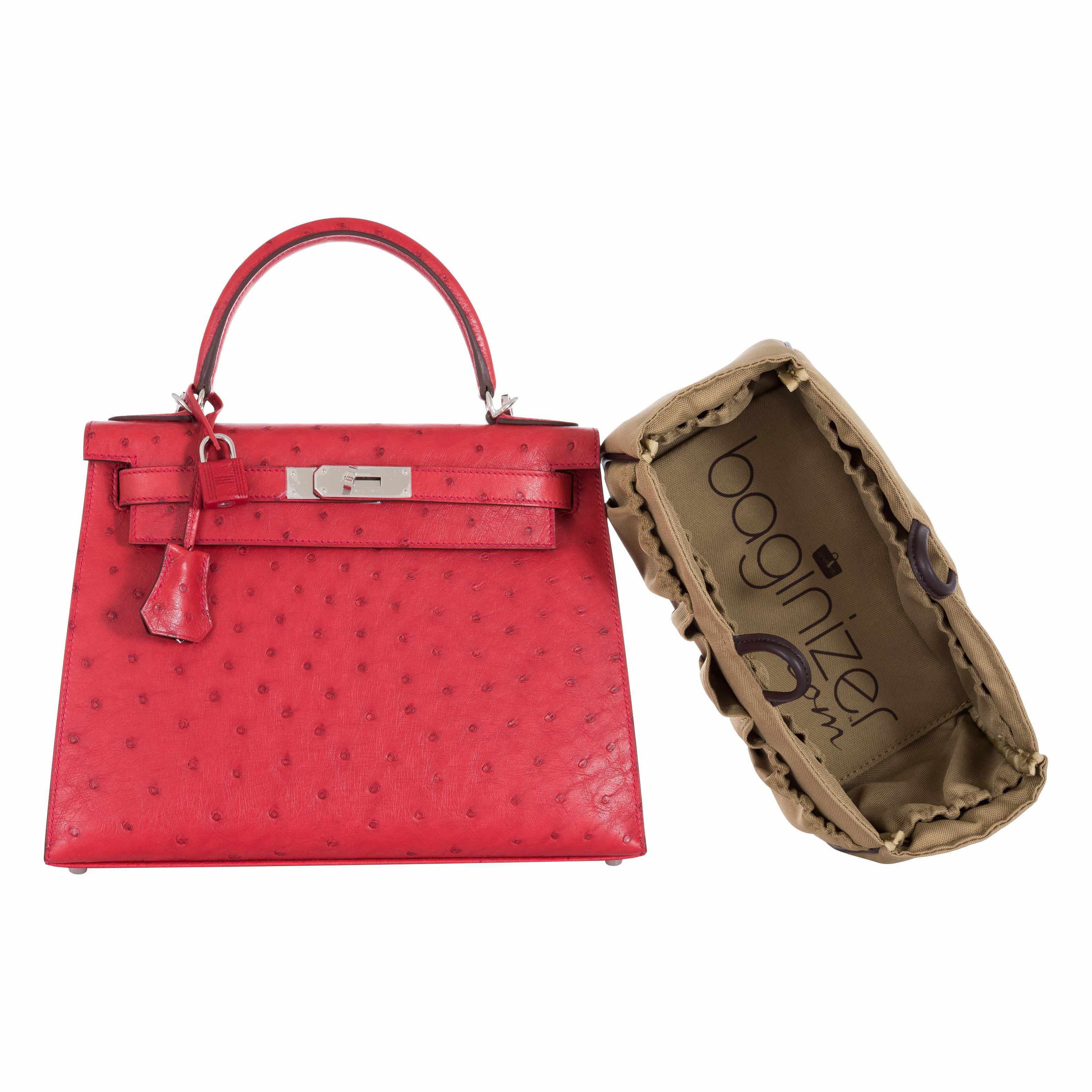 Hermès Kelly 28 Ostrich Rouge Vif Palladium Hardware 
