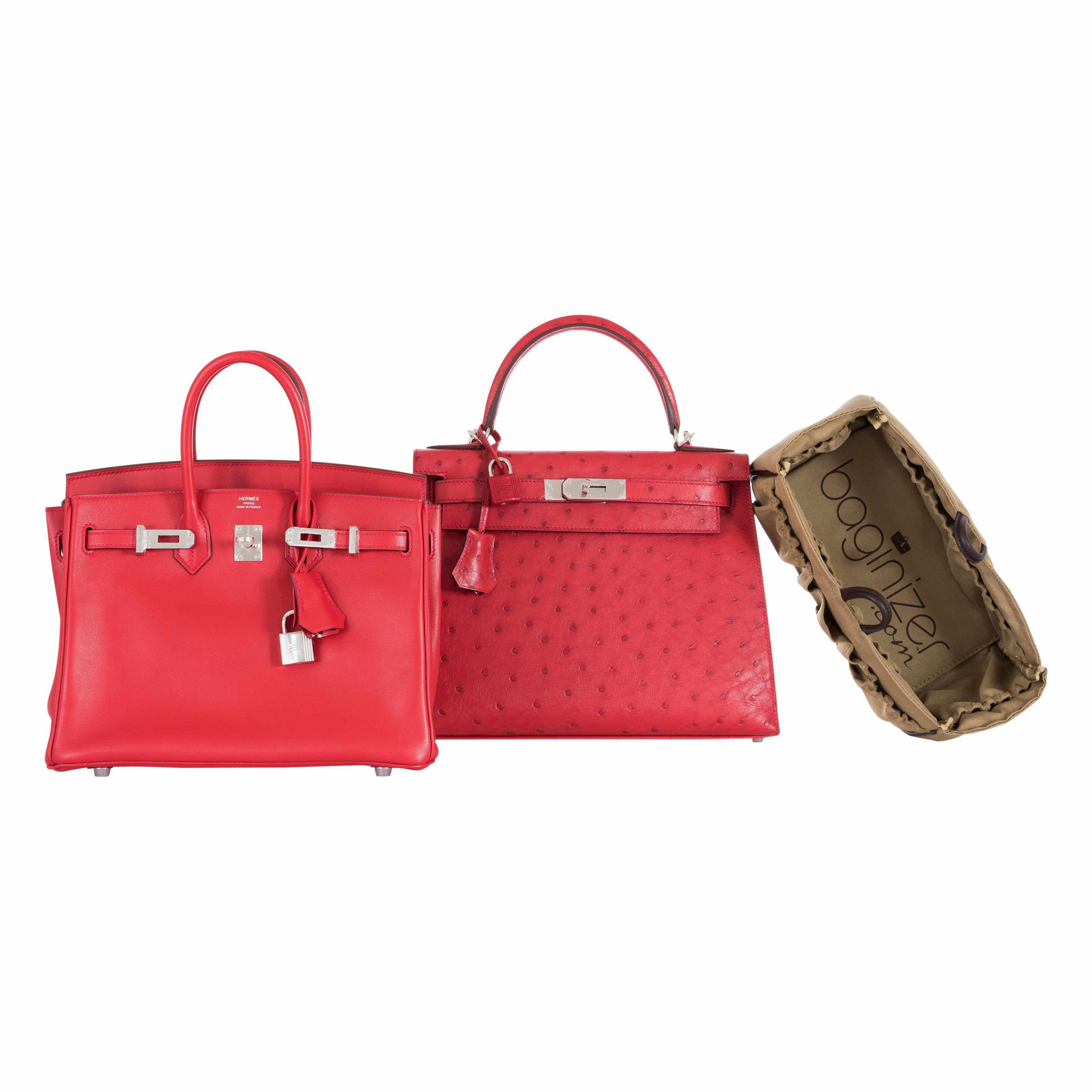 Hermès Kelly 28 Ostrich Rouge Vif Palladium Hardware 