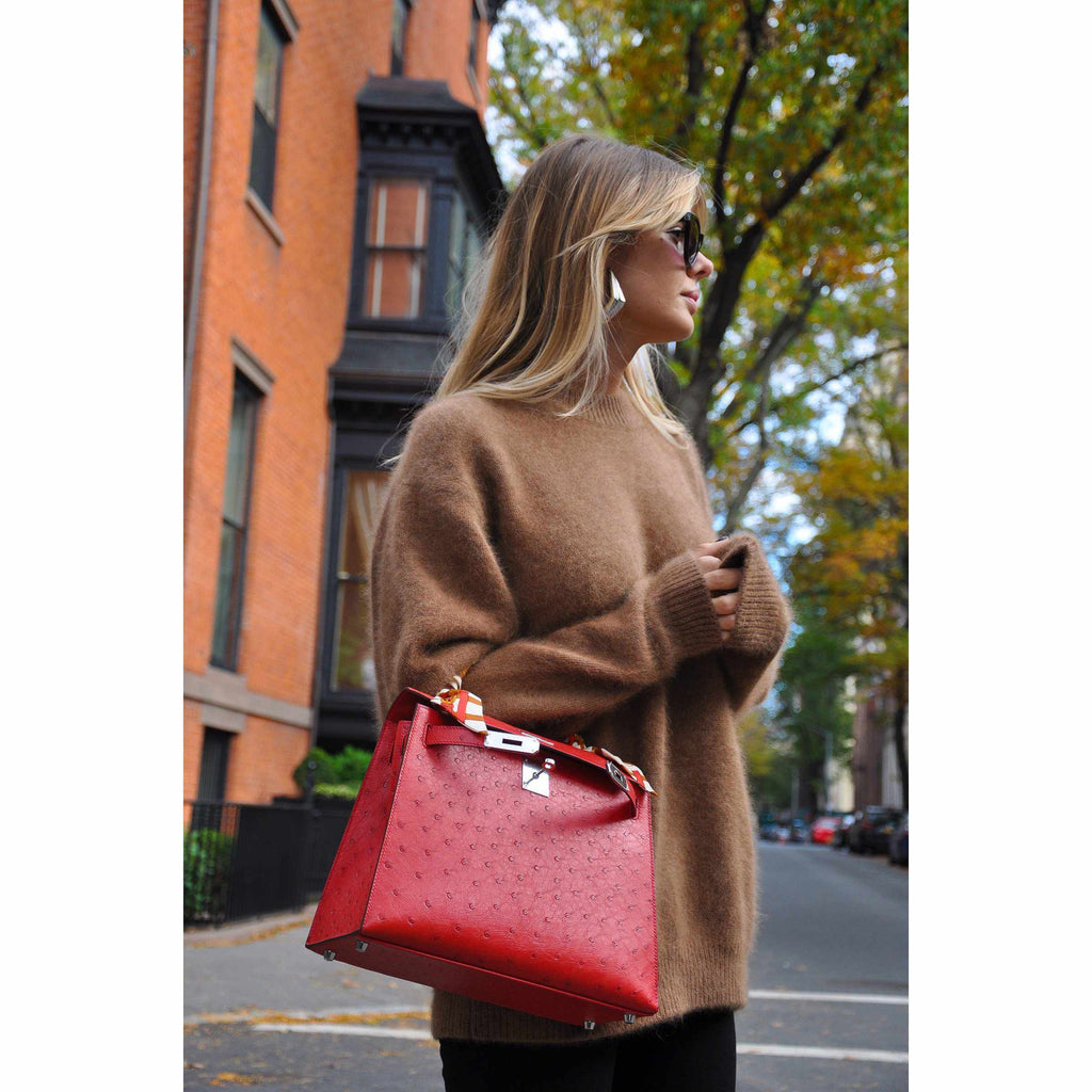 Hermès Kelly 28 Ostrich Rouge Vif Palladium Hardware 