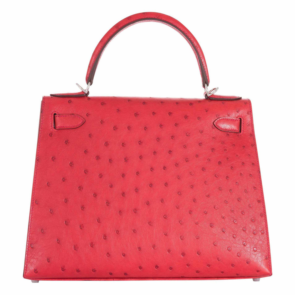 Hermès Kelly 28 Ostrich Rouge Vif Palladium Hardware 