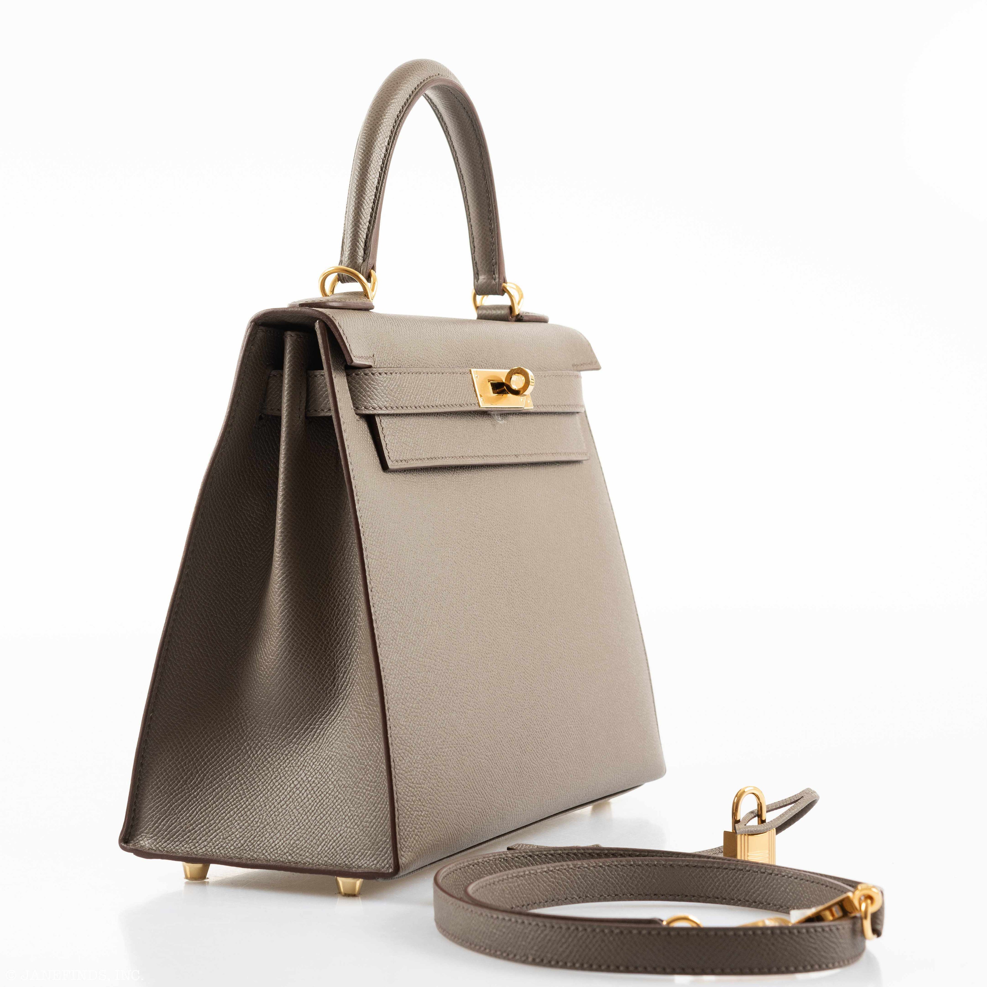 Hermès Kelly 28 Sellier Etain Epsom Gold Hardware - 2019