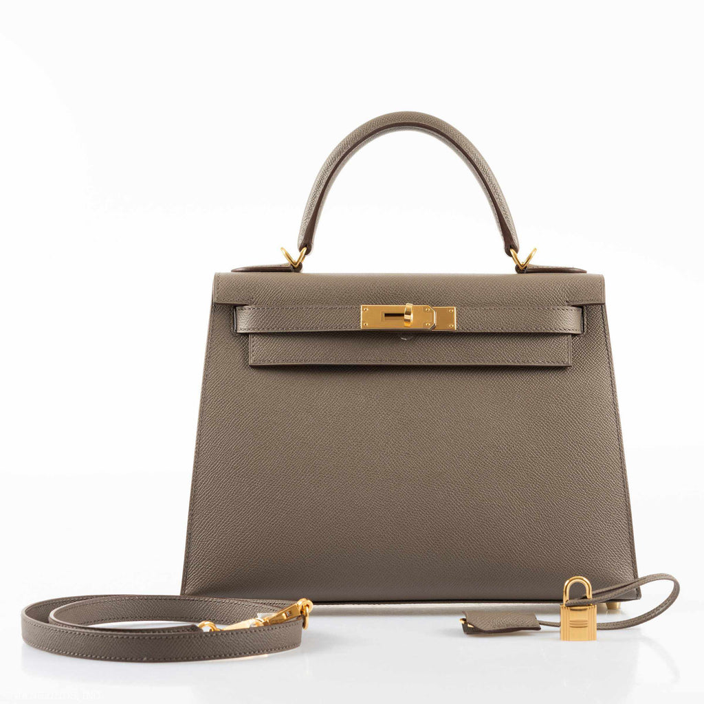Hermès Kelly 28 Sellier Etain Epsom Gold Hardware - 2019