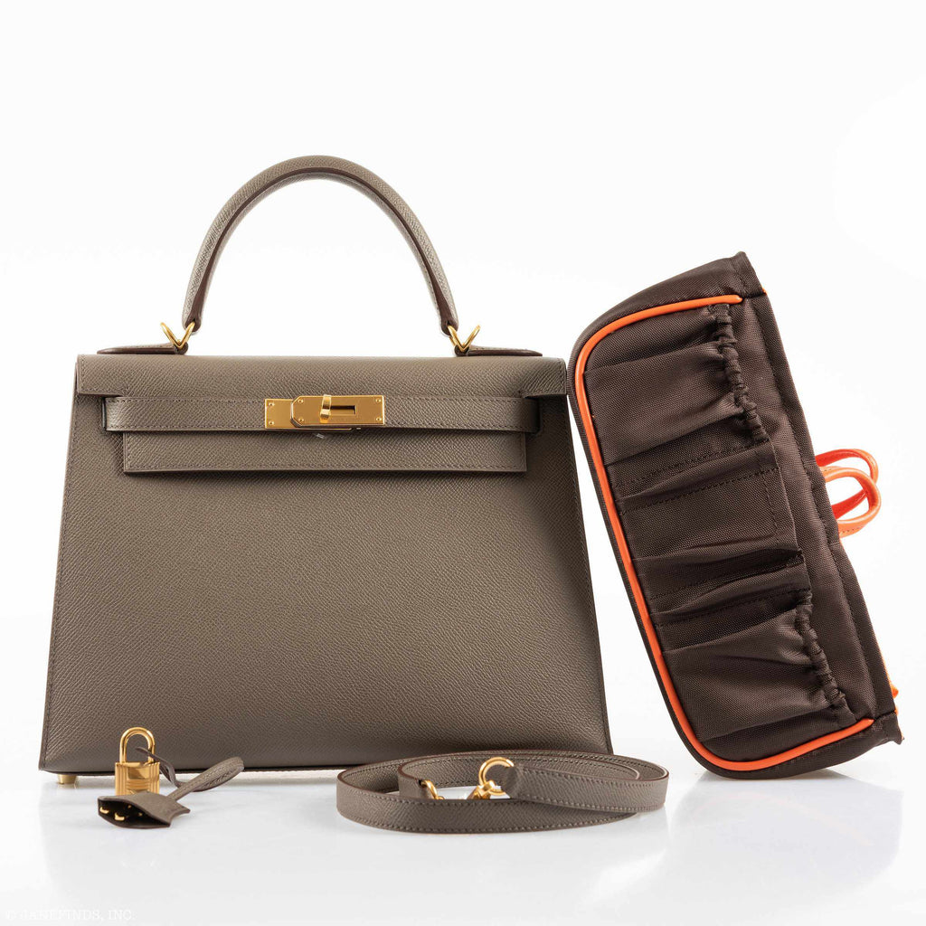 Hermès Kelly 28 Sellier Etain Epsom Gold Hardware - 2019