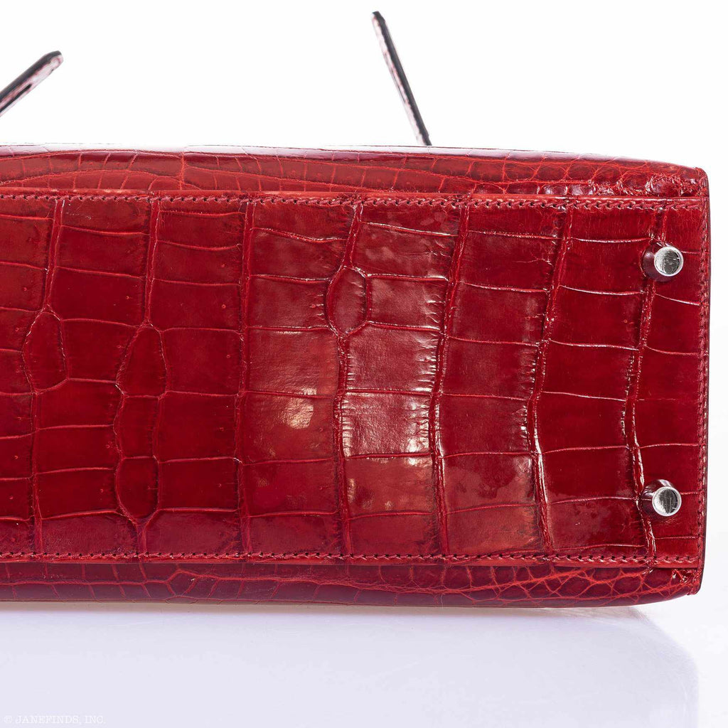 Hermès Kelly 28 Sellier Rouge H Niloticus Crocodile Palladium Hardware