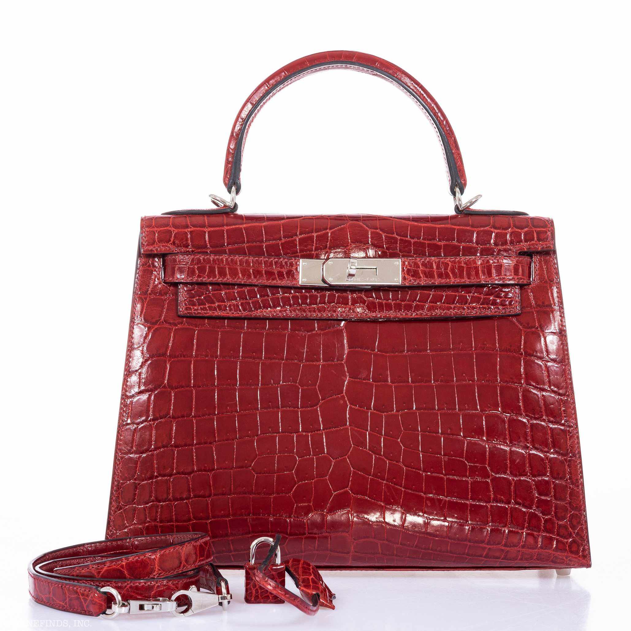 Hermès Kelly 28 Sellier Rouge H Niloticus Crocodile Palladium Hardware