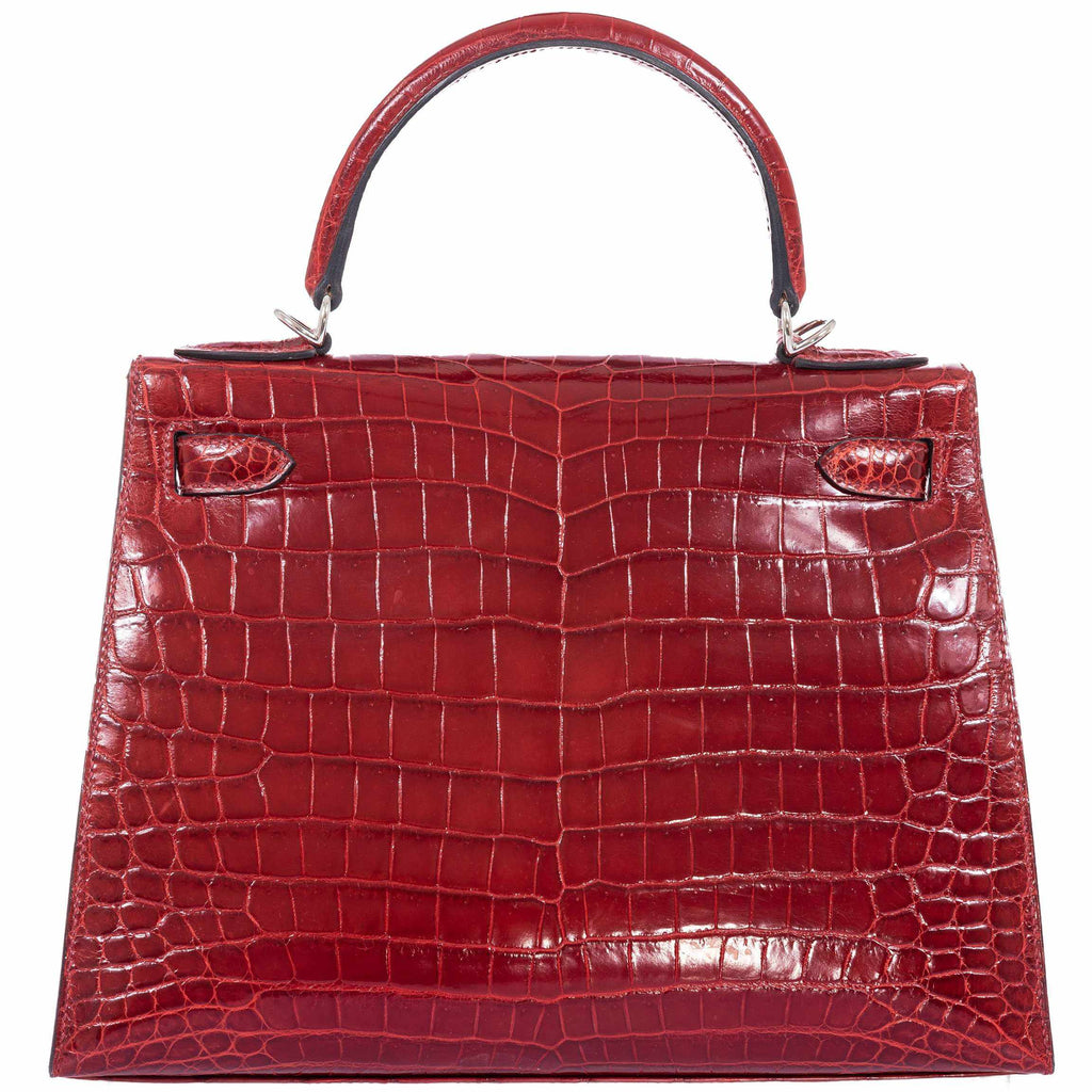 Hermès Kelly 28 Sellier Rouge H Niloticus Crocodile Palladium Hardware