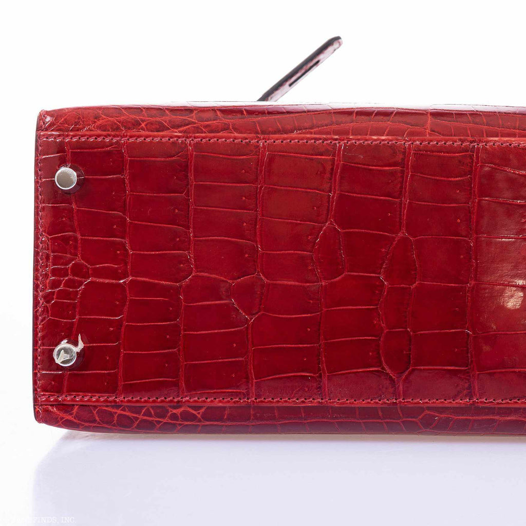 Hermès Kelly 28 Sellier Rouge H Niloticus Crocodile Palladium Hardware
