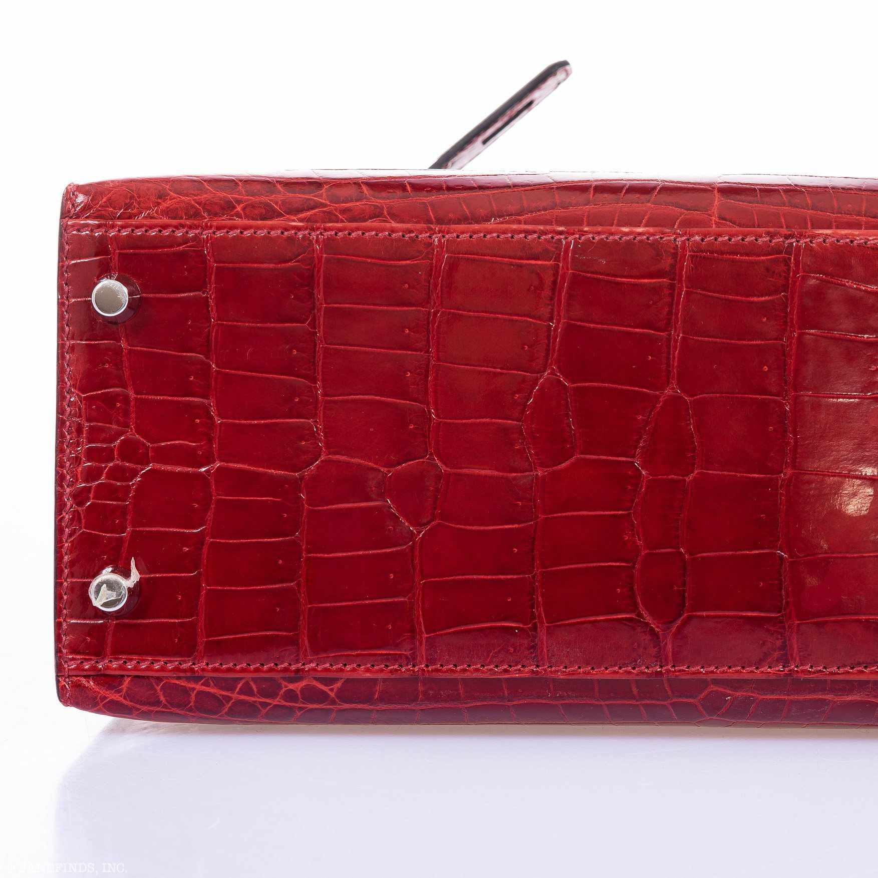 Hermès Kelly 28 Sellier Rouge H Niloticus Crocodile Palladium Hardware