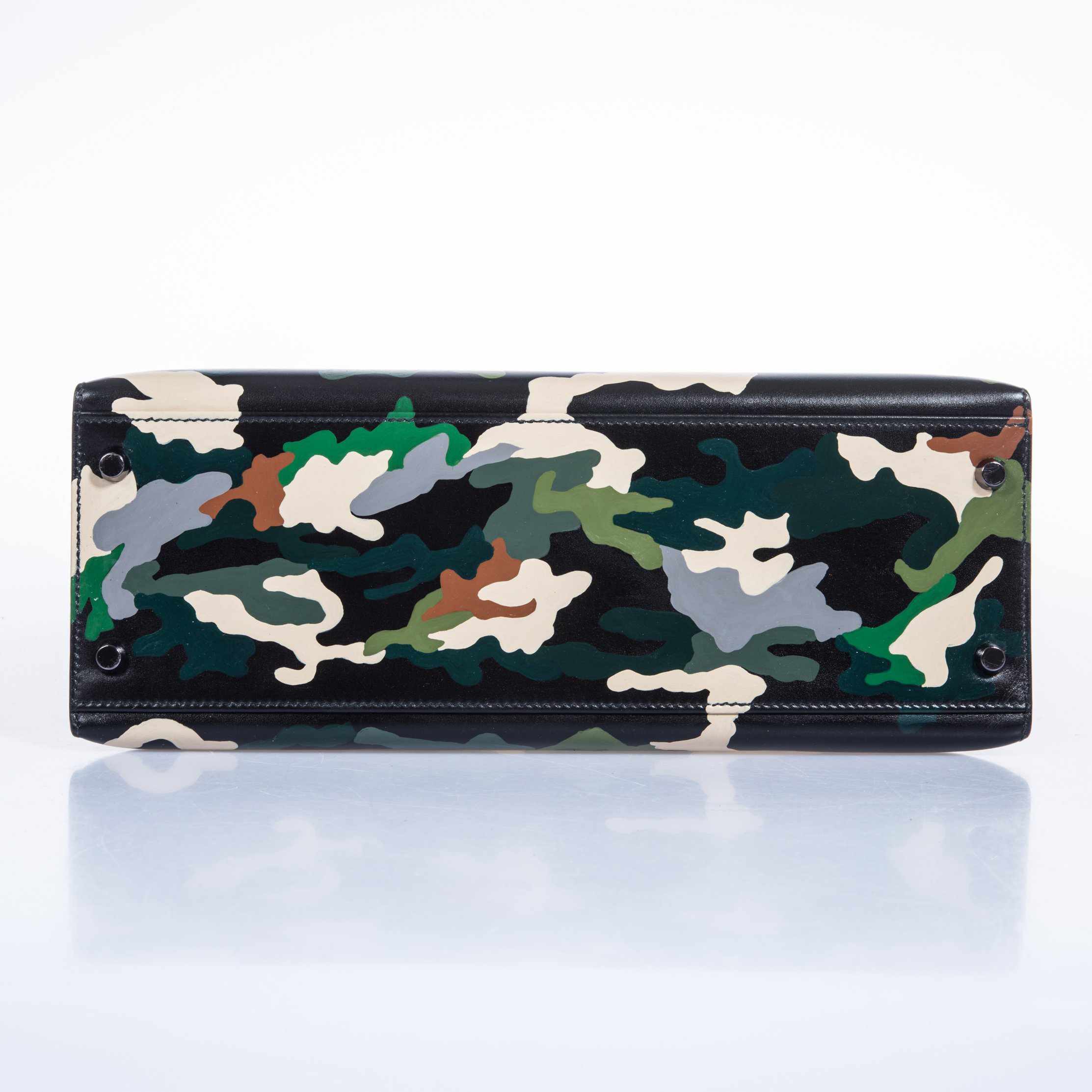 Hermès Kelly 32 Black Box Camouflage Ruthenium Hardware