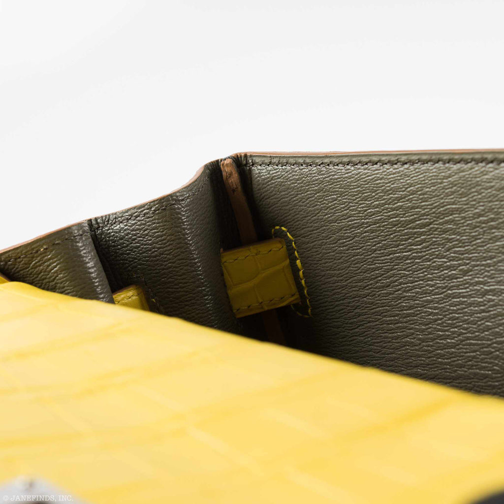 Hermès Kelly 32 Retourne Mimosa Matte Alligator Palladium Hardware