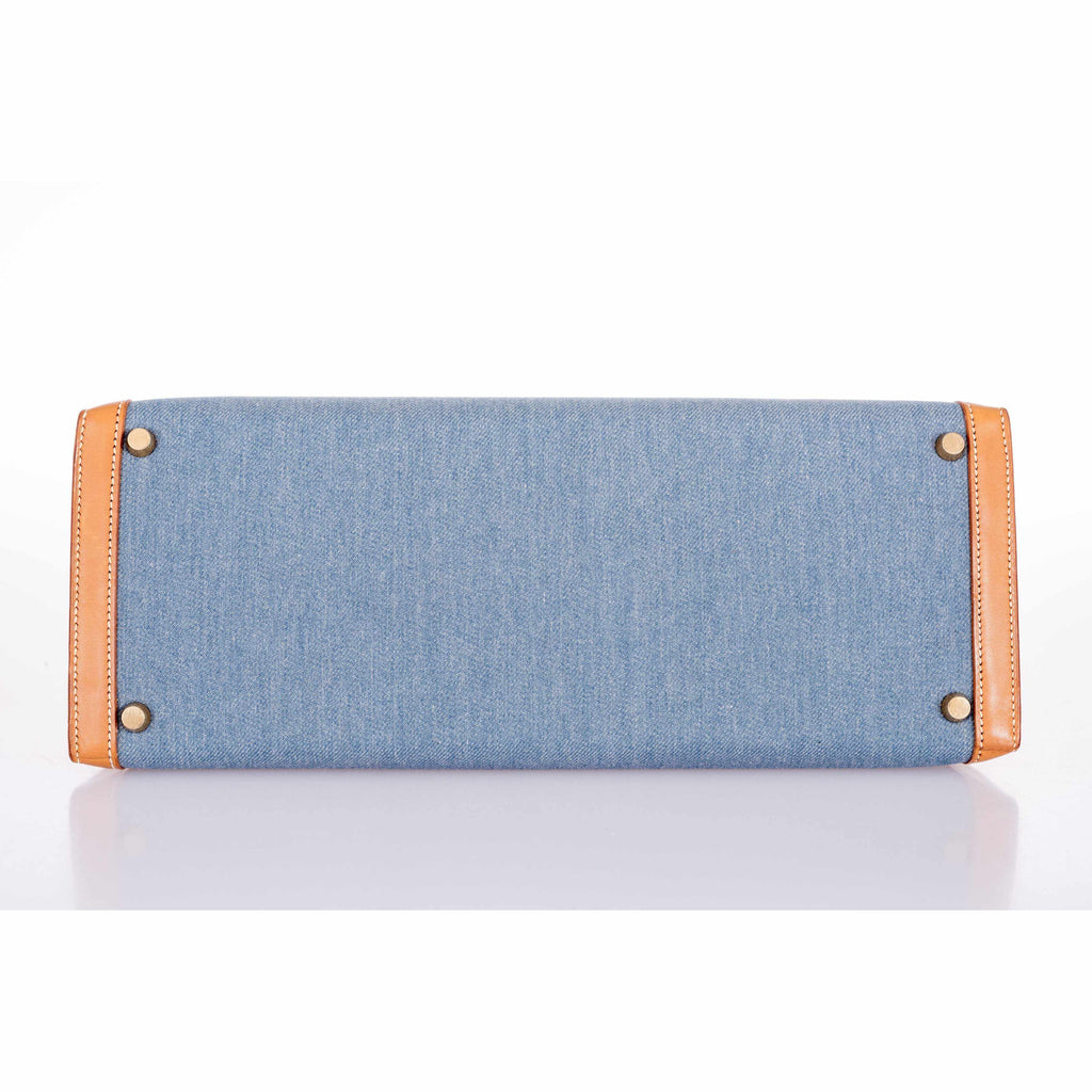 Hermès Kelly 35 Blue Denim With Barenia Gold Hardware Rare Limited