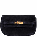 Hermès Kelly Banana 20 Black Suede Waist Pochette Gold Hardware