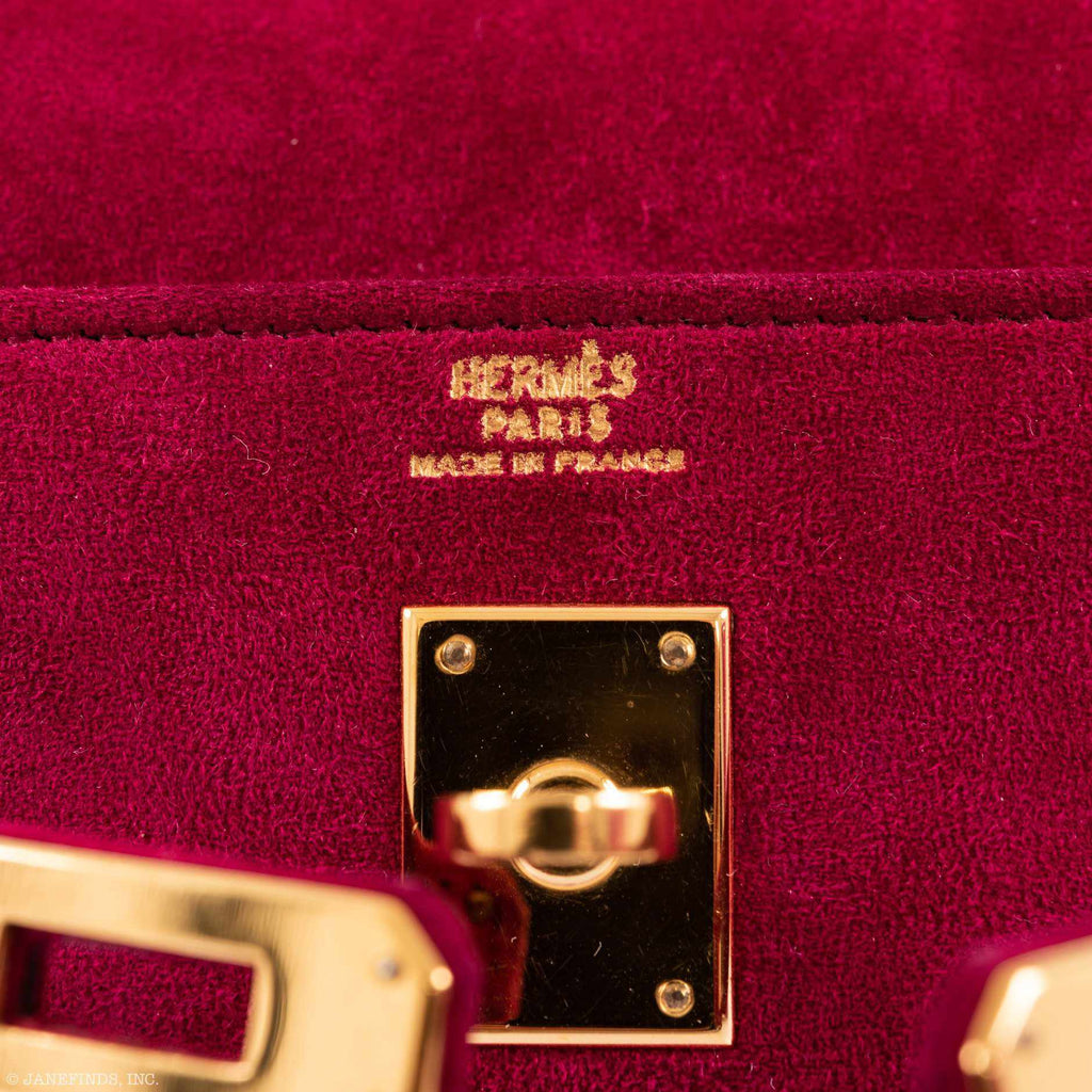 Hermès Kelly Banana Belt Bag 20 Red Veau Doblis Suede Gold Hardware