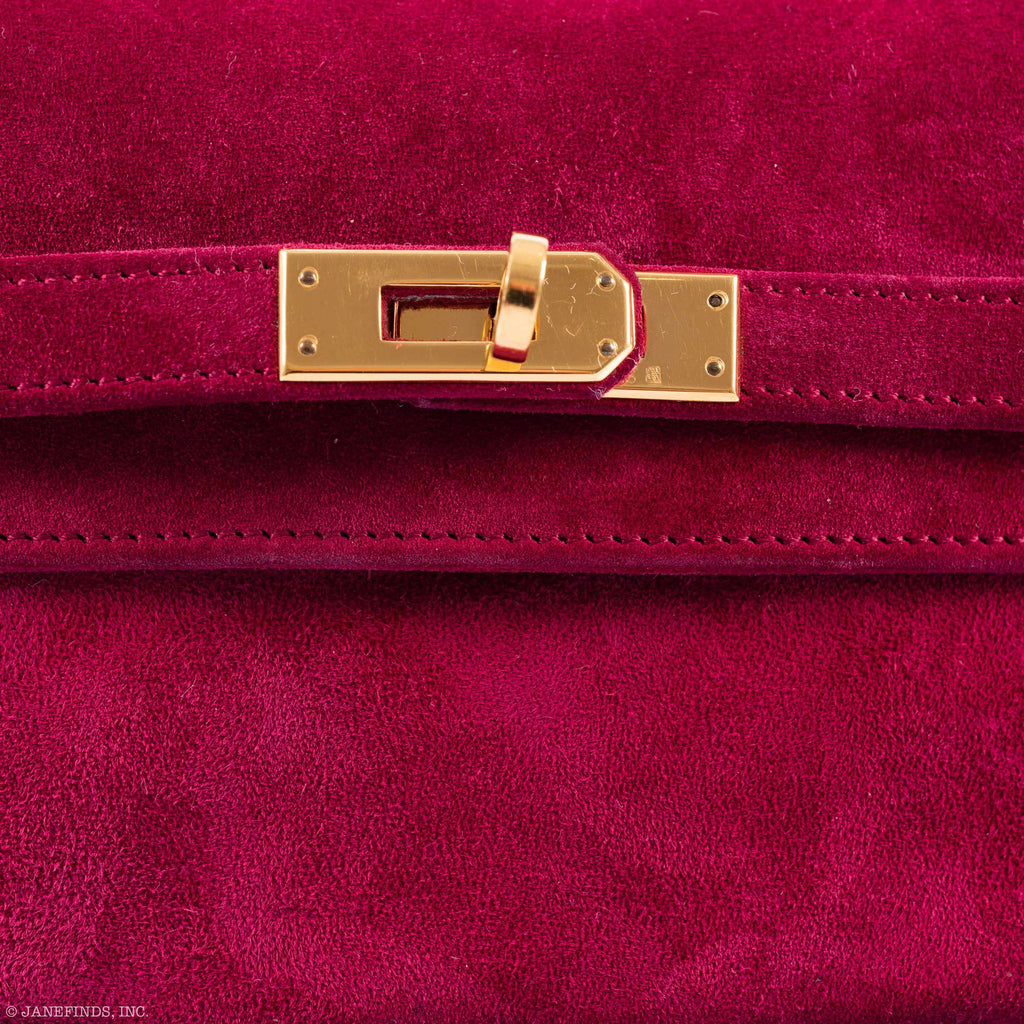 Hermès Kelly Banana Belt Bag 20 Red Veau Doblis Suede Gold Hardware