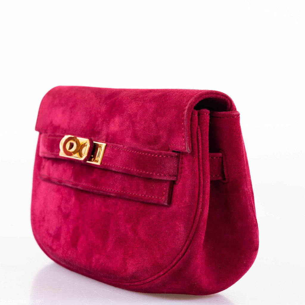 Hermès Kelly Banana Belt Bag 20 Red Veau Doblis Suede Gold Hardware