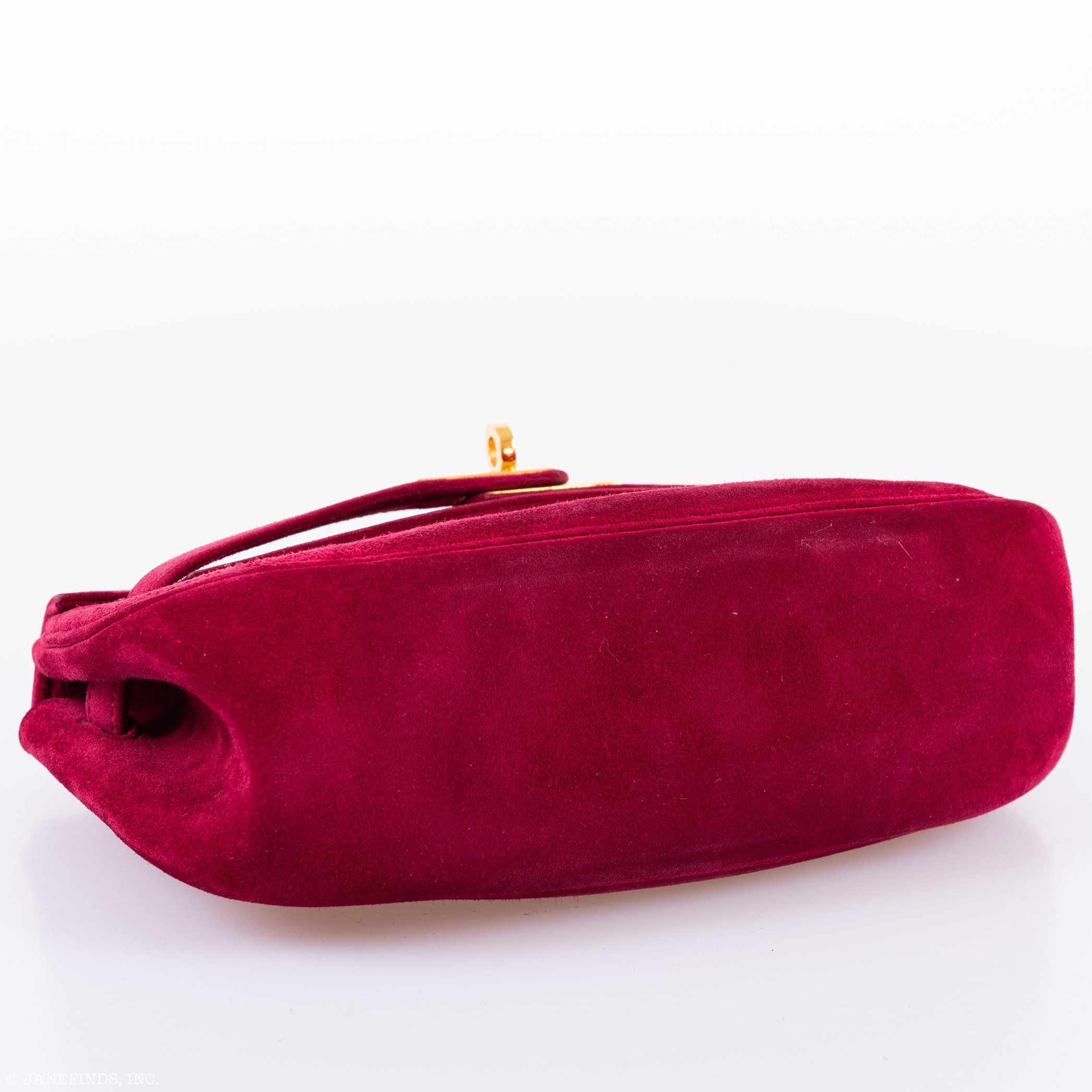 Hermès Kelly Banana Belt Bag 20 Red Veau Doblis Suede Gold Hardware