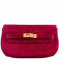 Hermès Kelly Banana Belt Bag 20 Red Veau Doblis Suede Gold Hardware