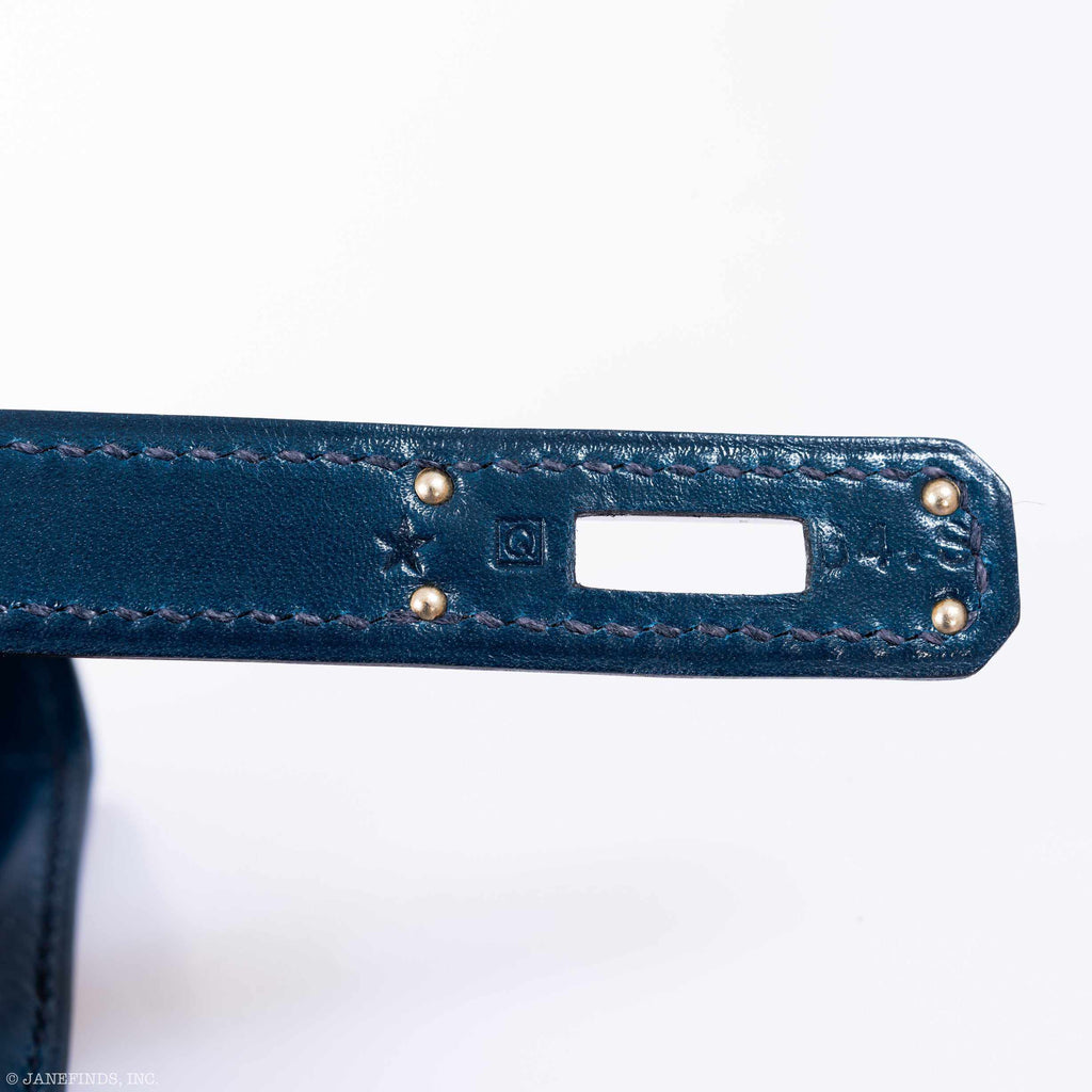 Hermès Kelly Cut Clutch Blue de Prusse Box Leather Guilloché Palladium Hardware