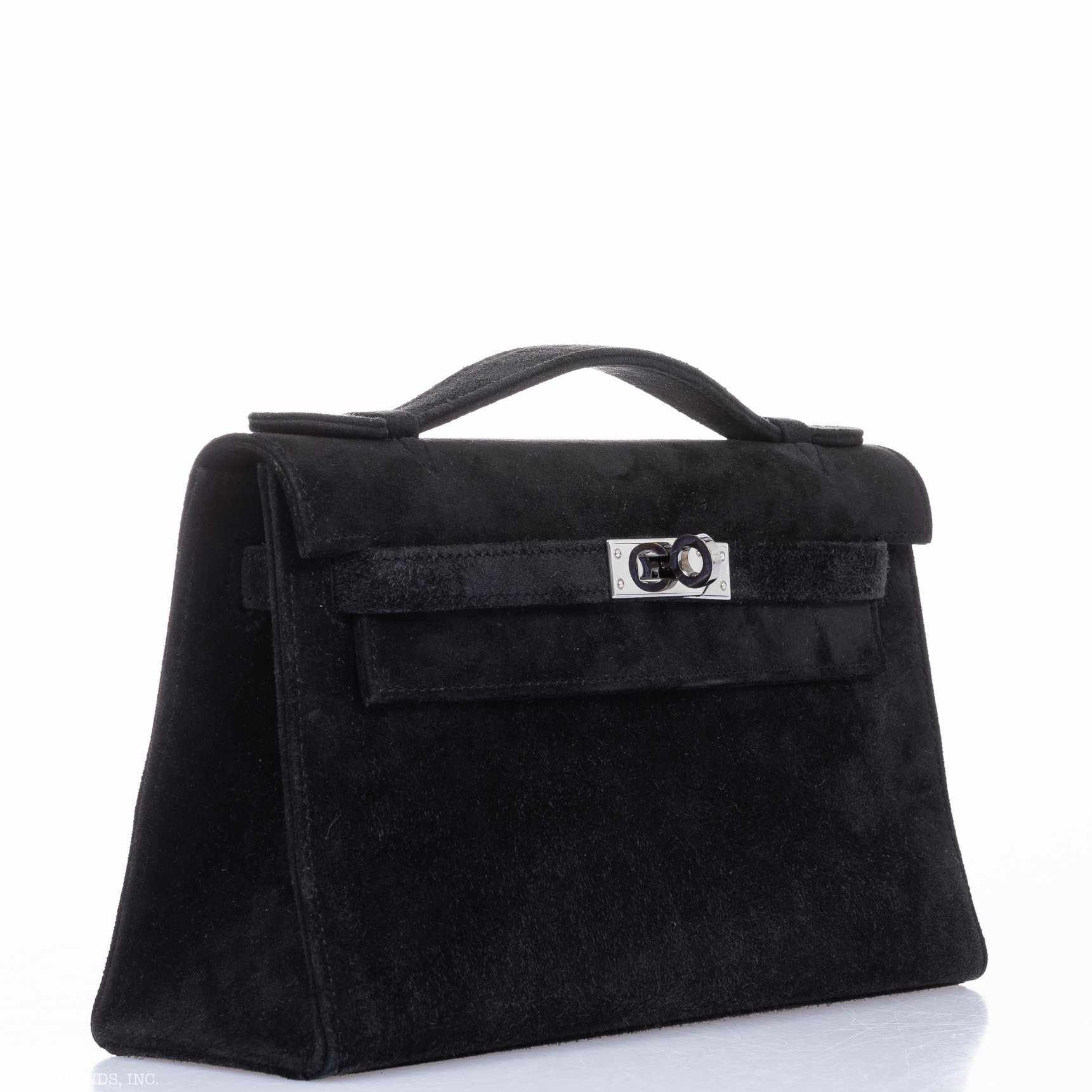Hermès Kelly Doblis Mini Pochette Black Veau Suede Palladium Hardware