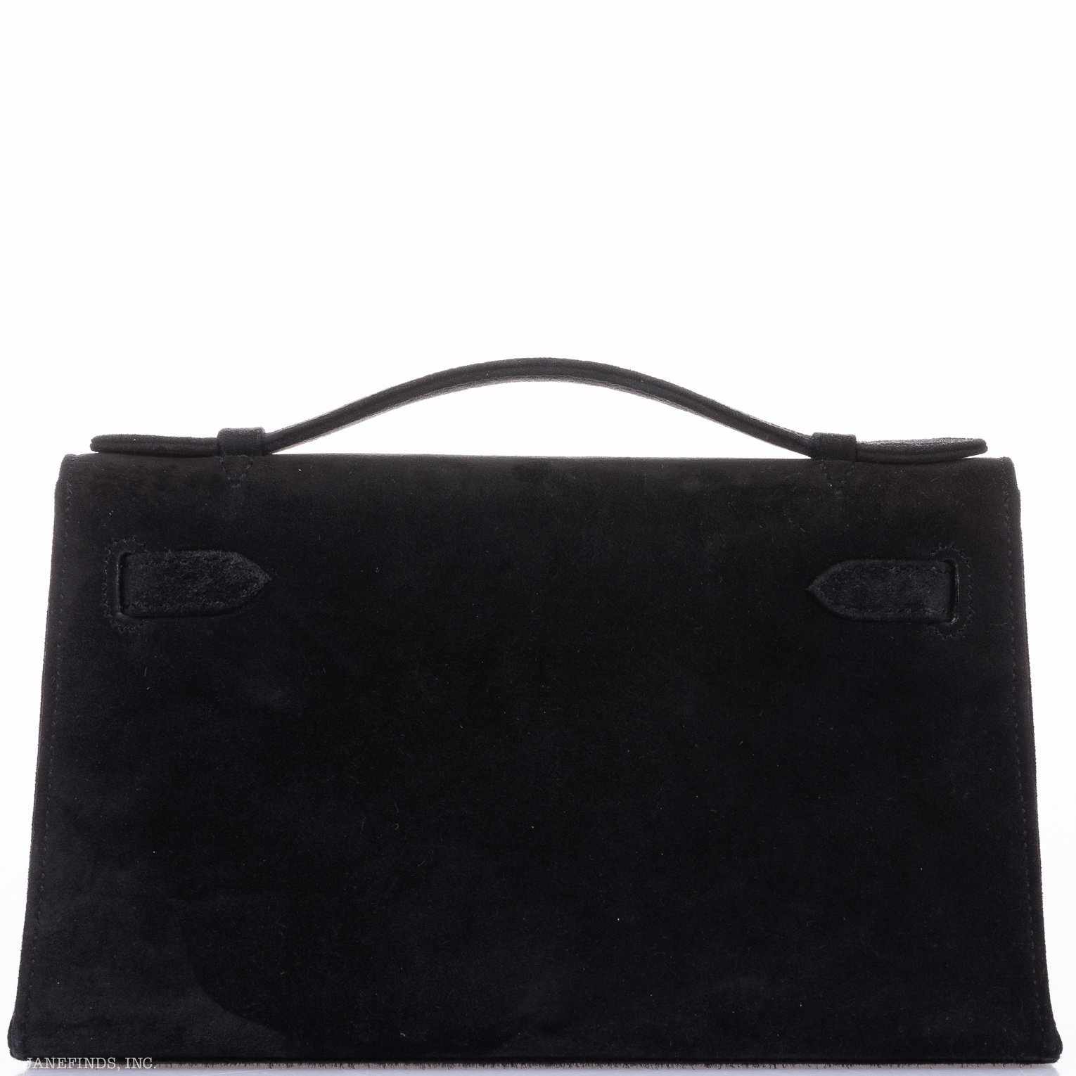 Hermès Kelly Doblis Mini Pochette Black Veau Suede Palladium Hardware